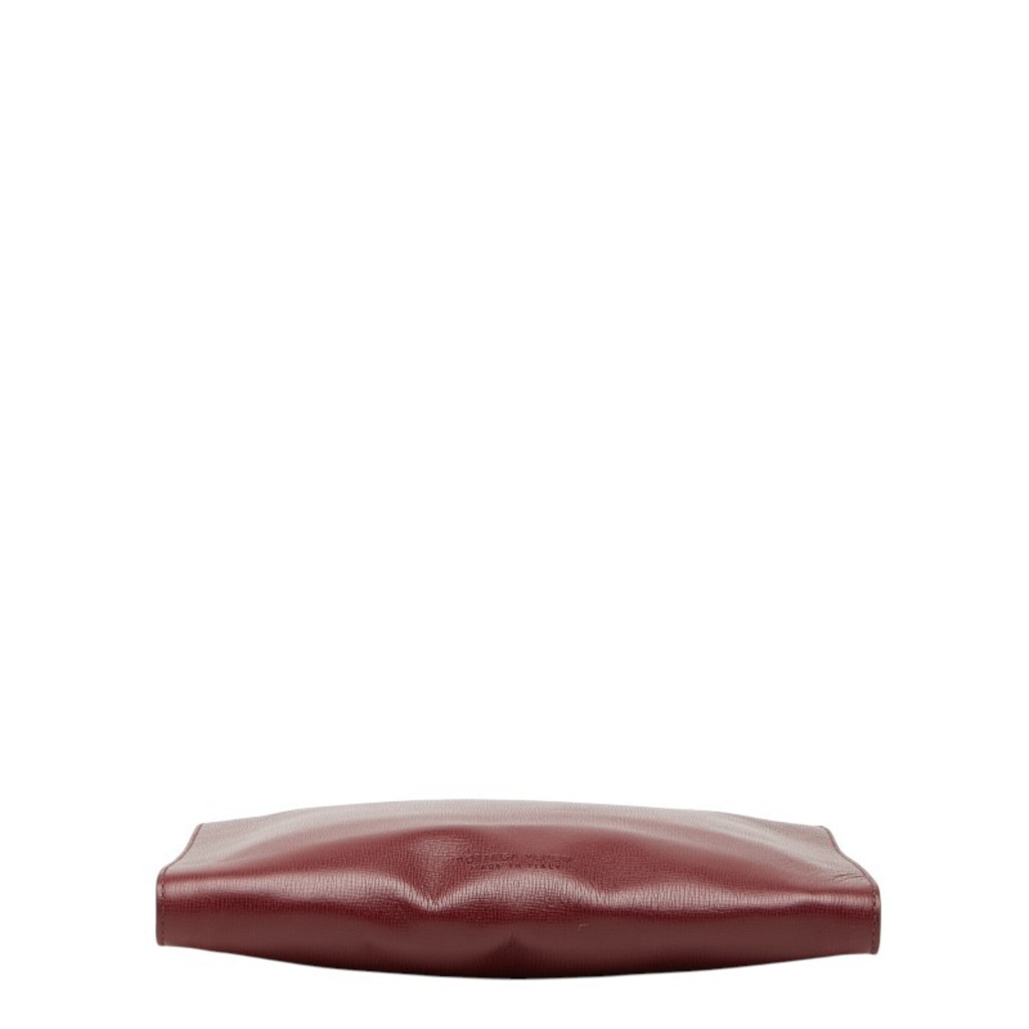 Bottega Veneta Bordeaux Leather Clutch Bag (Pre-Owned)