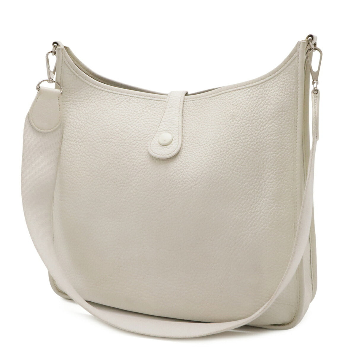 Hermes Evelyne White Taurillon Clemence Leather Shoulder Bag (Pre-Owned)