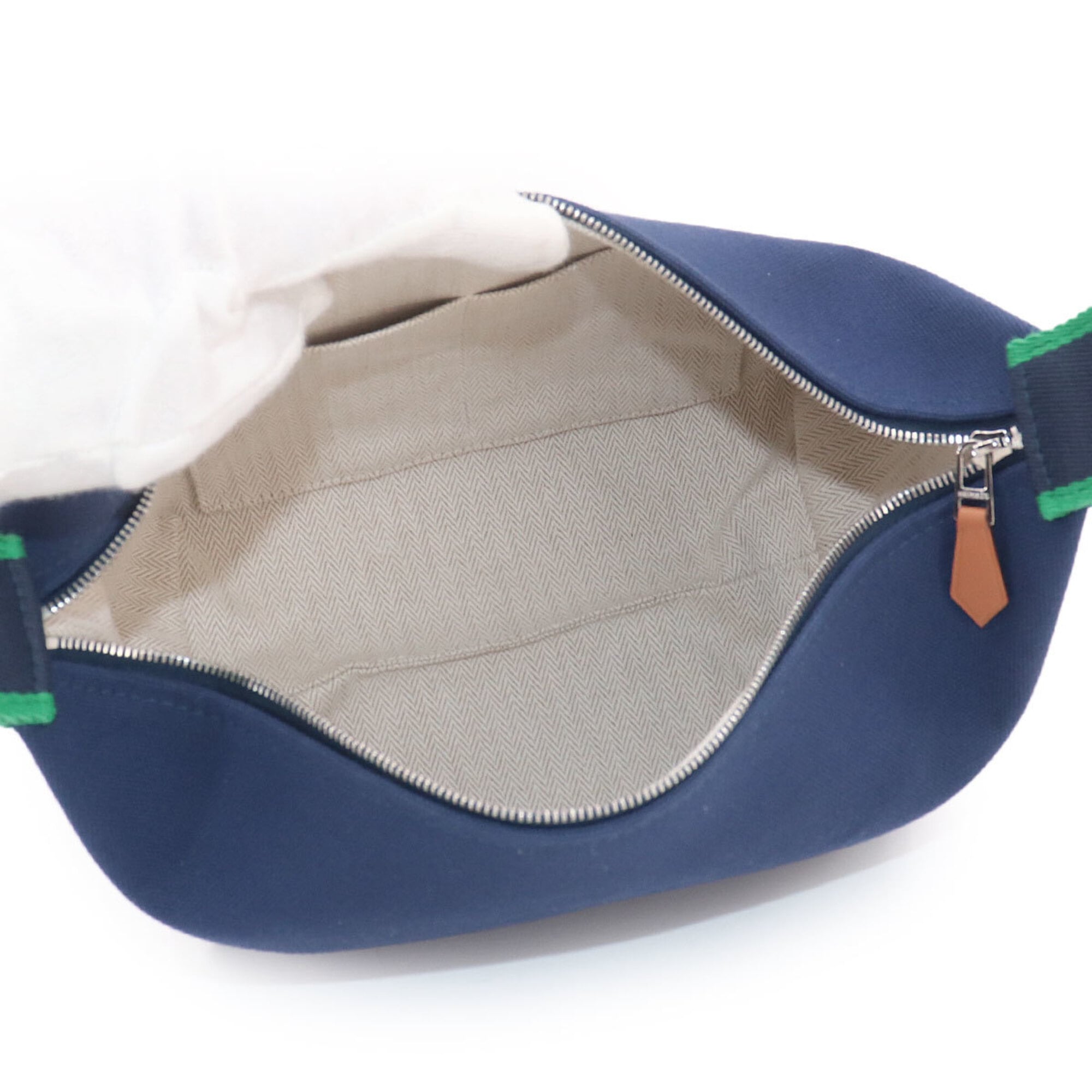 Hermes Black Blue Marine Green Toile H Handbag Pouch (Pre-Owned)