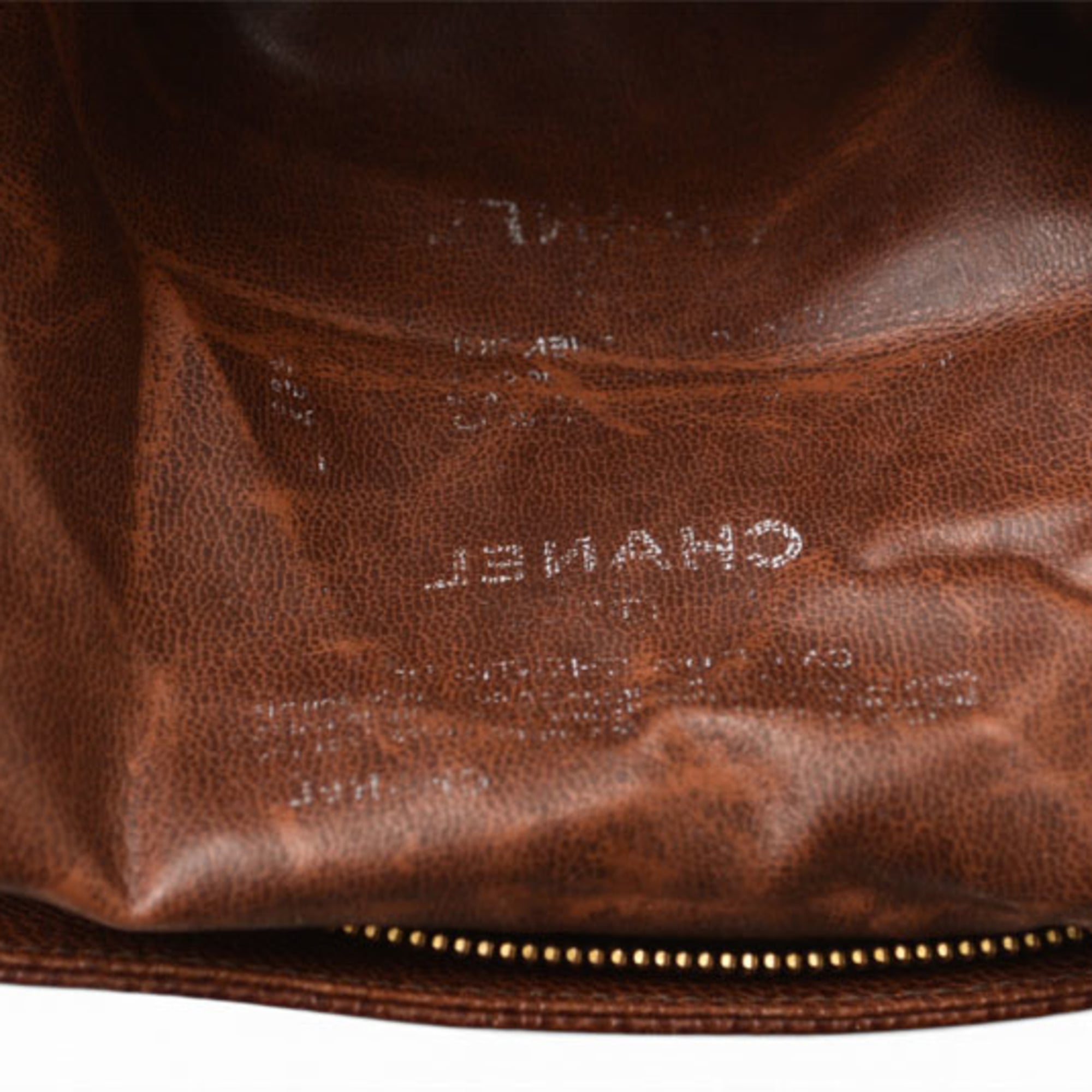 Chanel Brown Gold Leather Shoulder Bag Tote Bag (Pre-Owned)