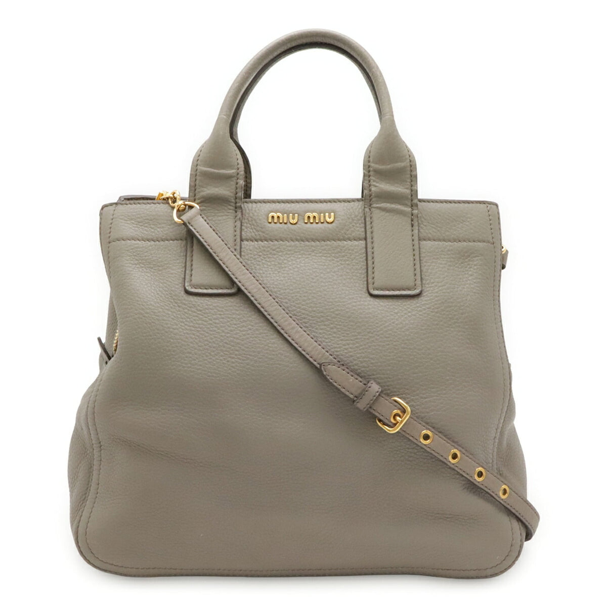 Miu Miu Grayish Leather Handbag Shoulder Bag Tote Bag (Pre-Owned)