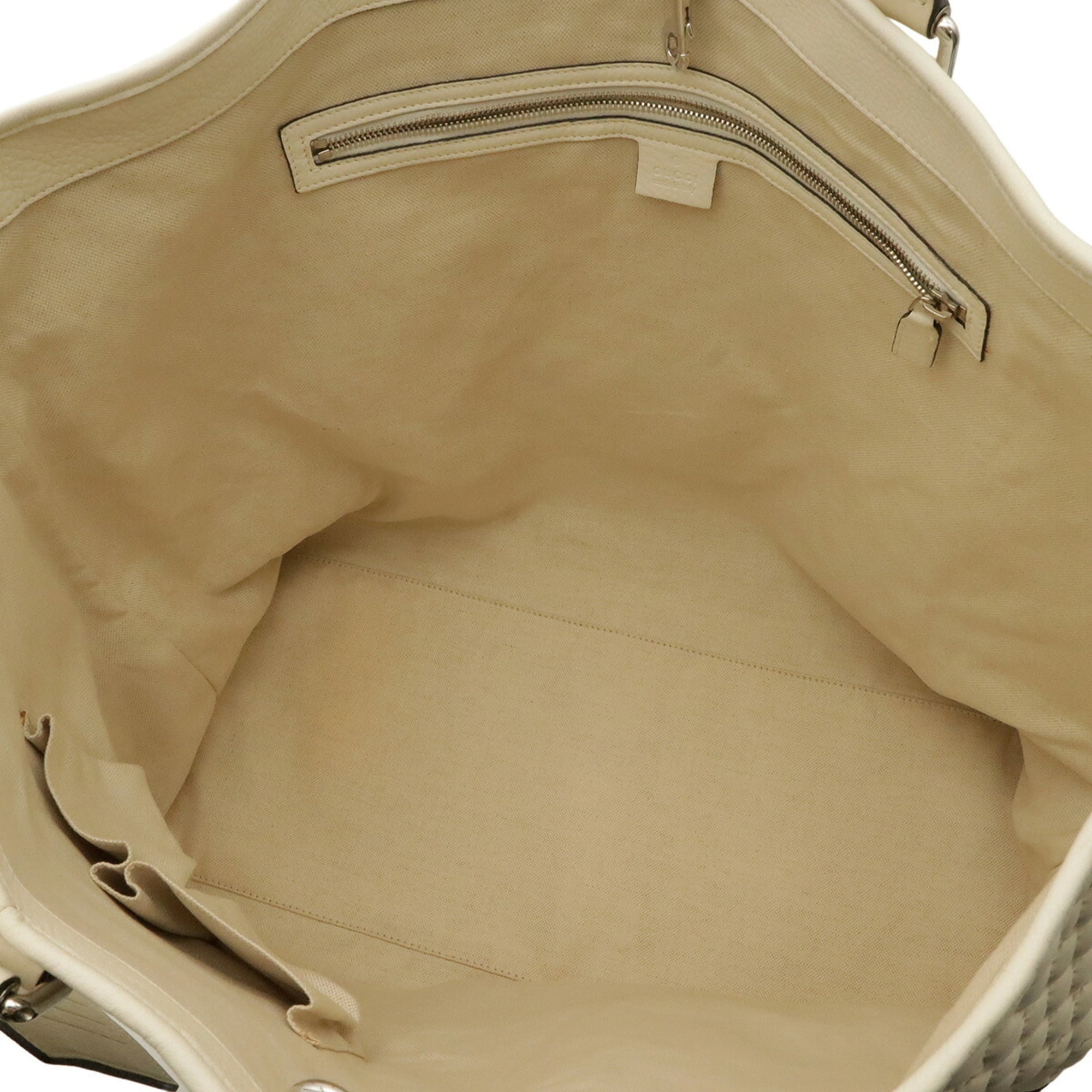Gucci Cream Ivory Fabric Boston Bag Tote Bag (Pre-Owned)