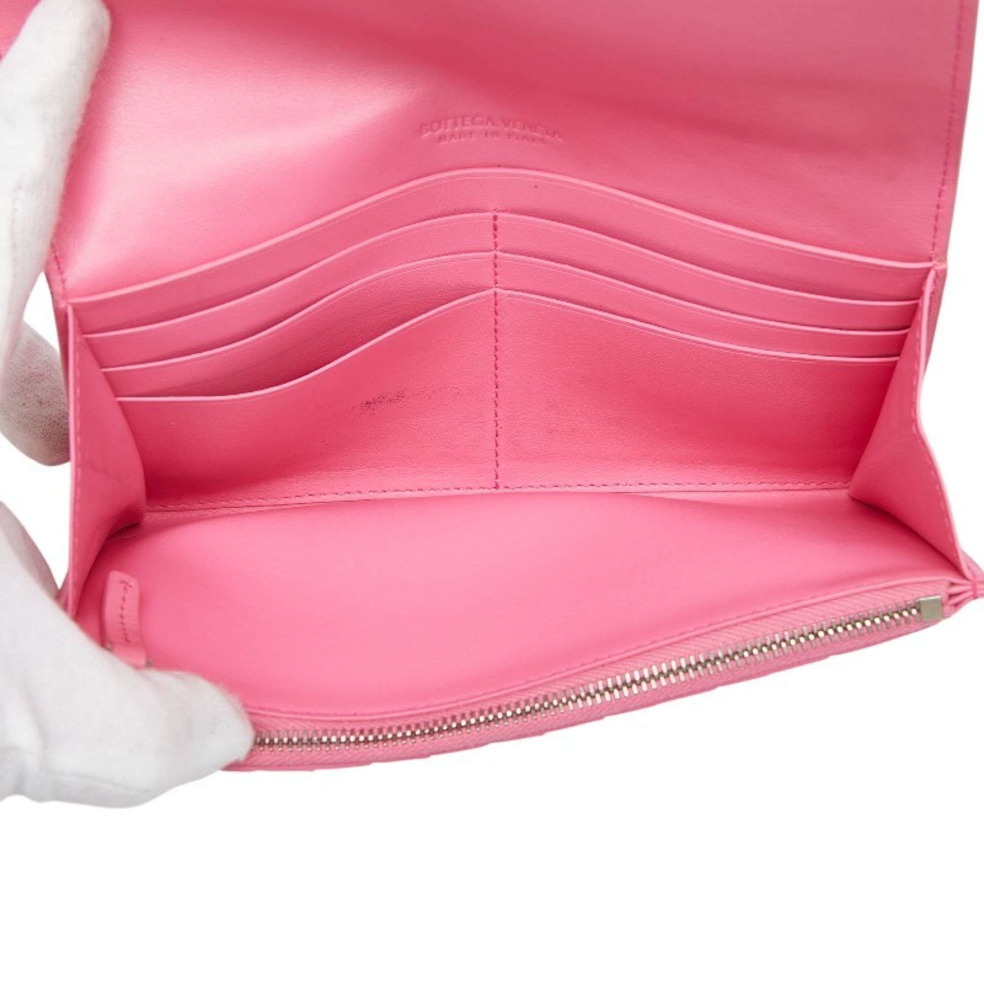 Bottega Veneta Pink Leather Long Wallet (Bi-Fold) (Pre-Owned)