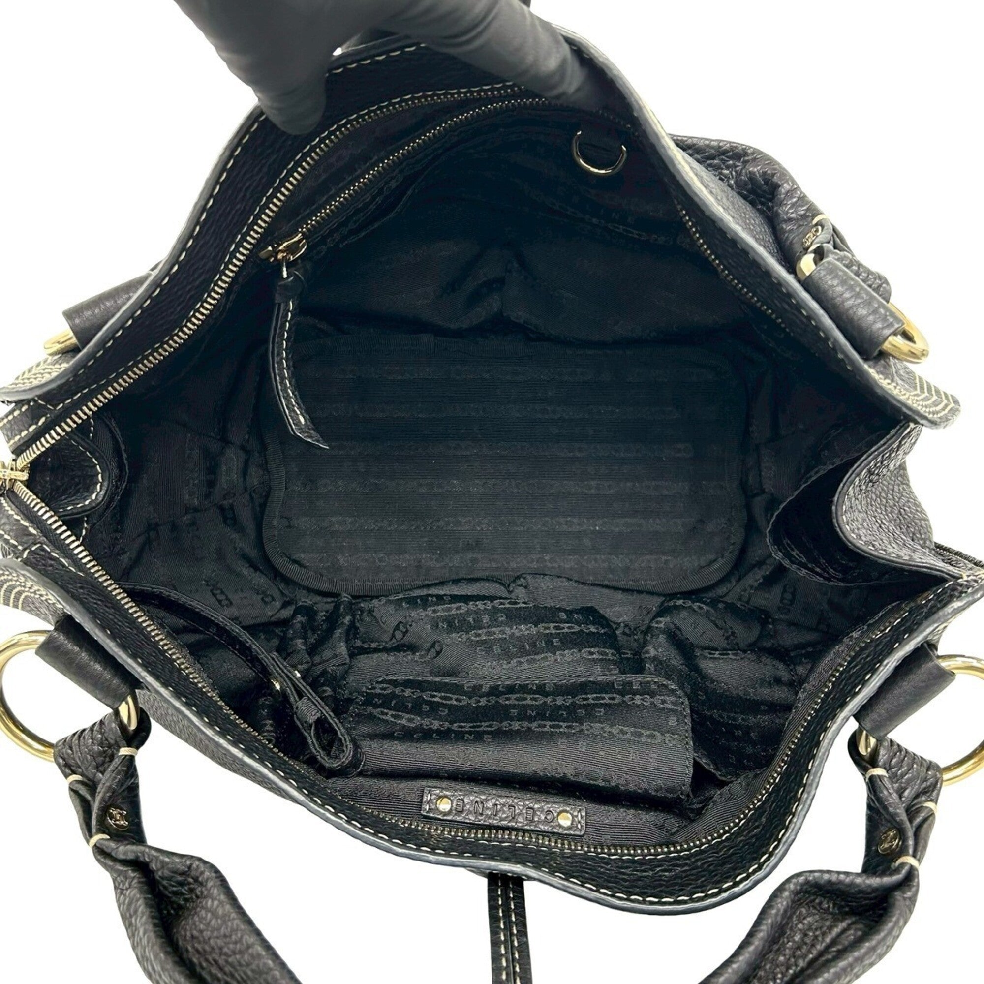 Celine Black Leather Boston Bag Handbag (Pre-Owned)