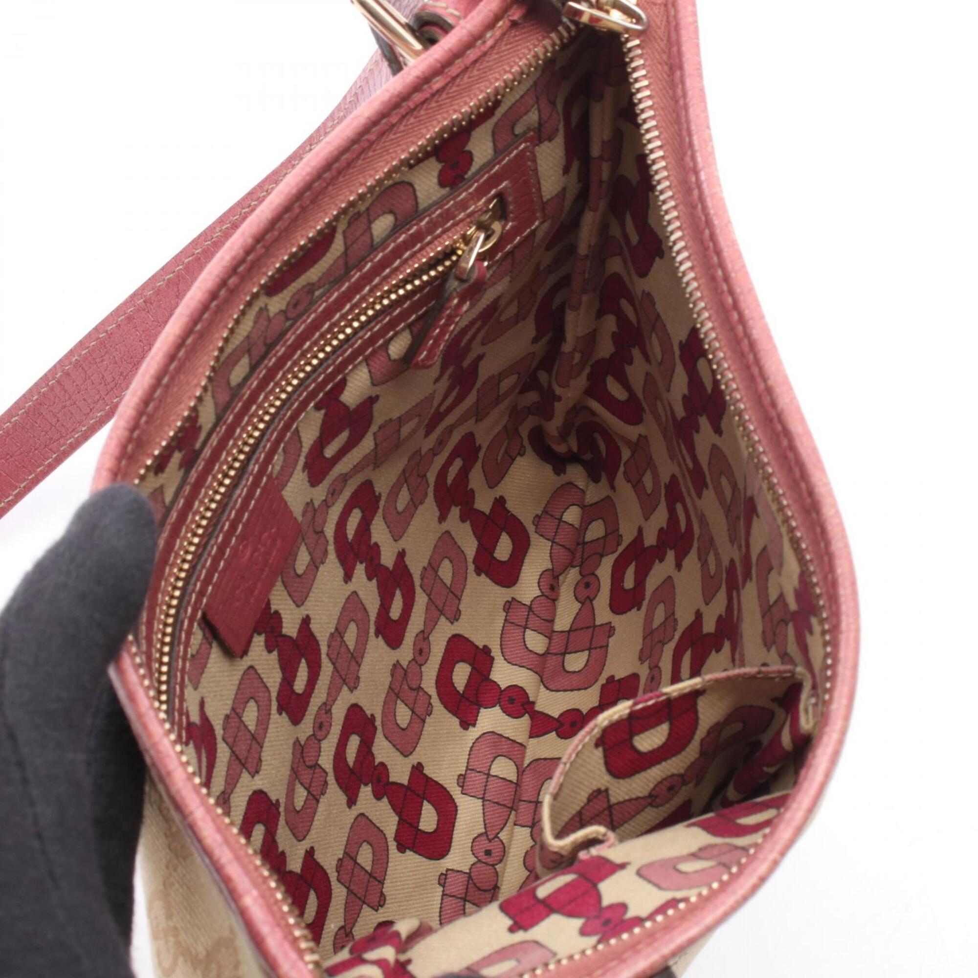 Gucci Beige Pink Gg Canvas Leather Handbag Shoulder Bag (Pre-Owned)