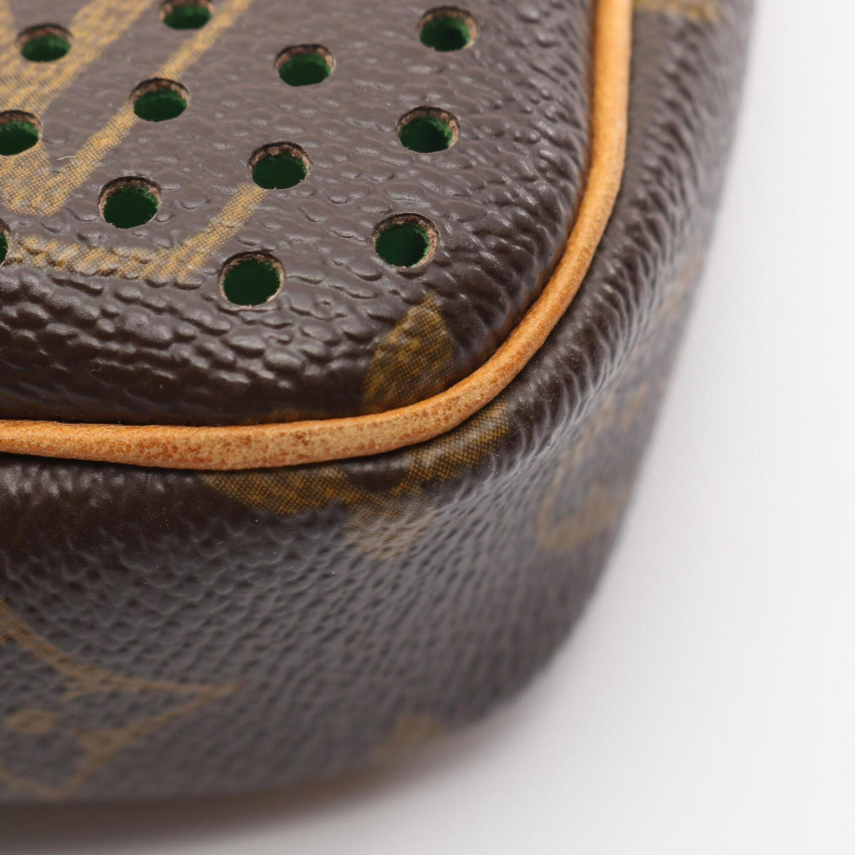 Louis Vuitton Brown Green Monogram Vert Coated Canvas Leather Handbag Pochette (Pre-Owned)