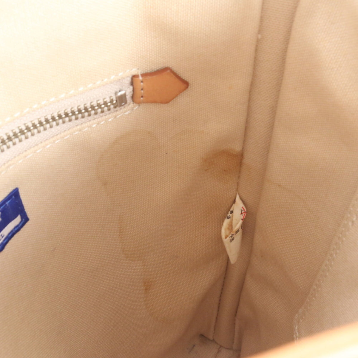 Burberry Brown Light Blue White Leather Canvas Handbag Shoulder Bag Tote Bag (Pre-Owned)
