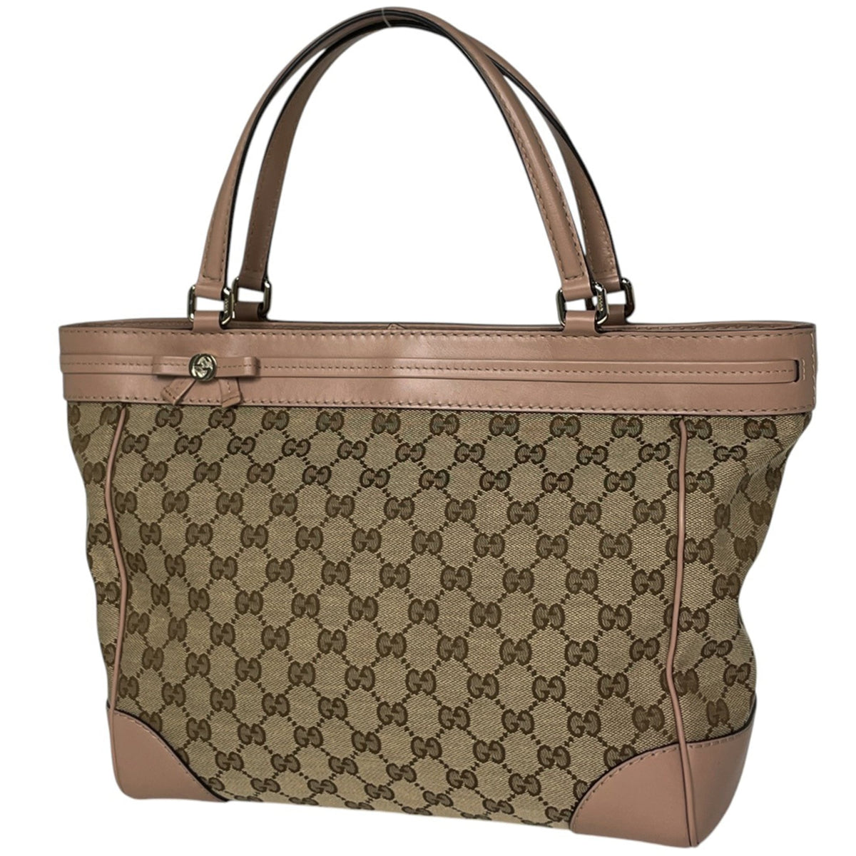 Gucci Beige Pink Gg Canvas Leather Handbag (Pre-Owned)