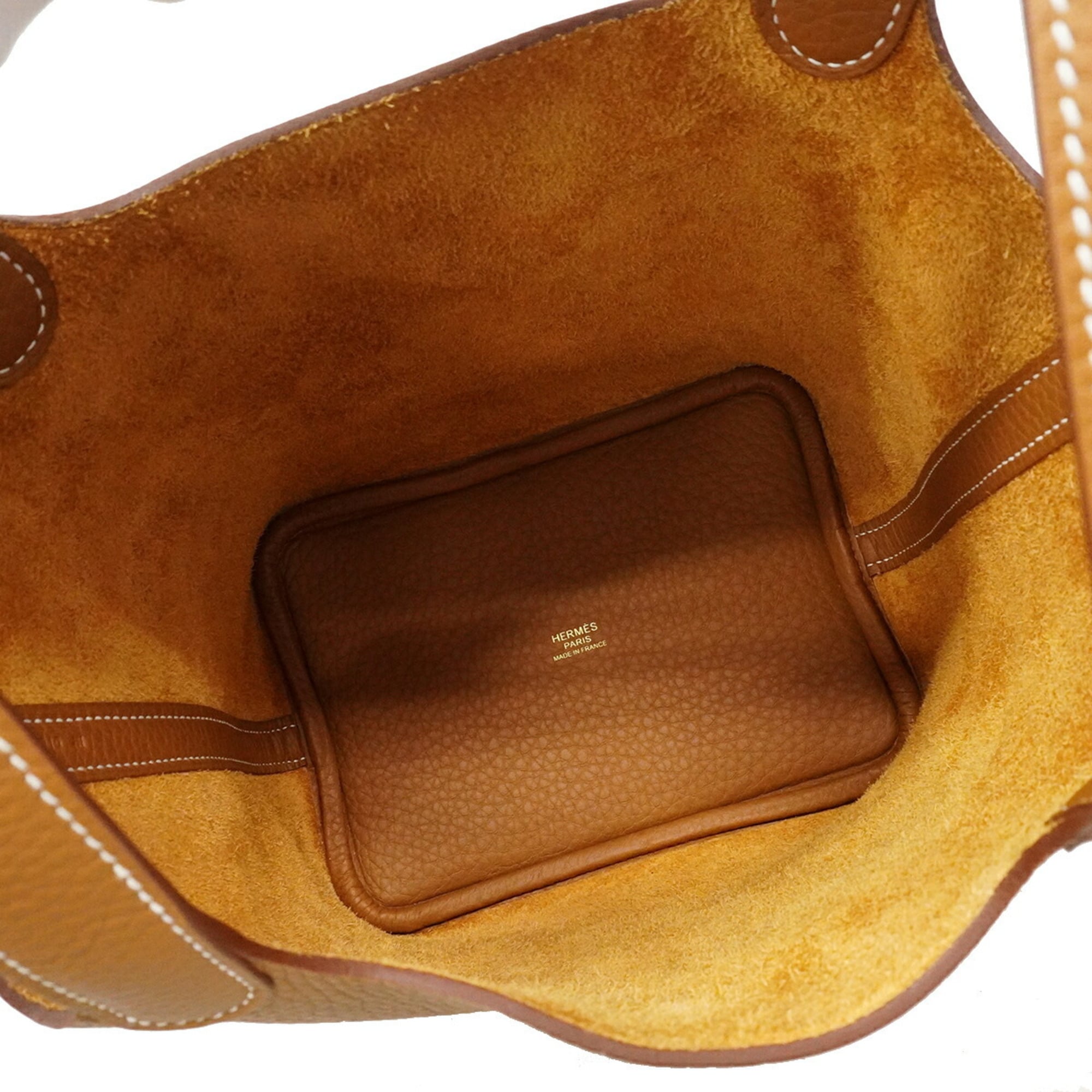 Hermes Gold Taurillon Clemence Leather Handbag (Pre-Owned)