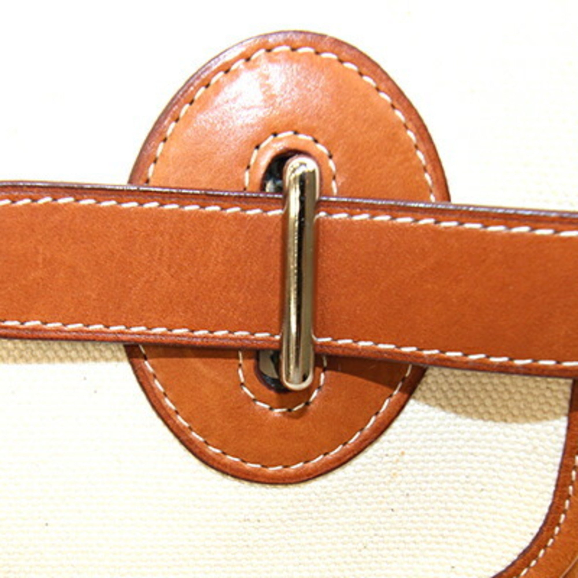 Hermes Buenaventura Brown Natural Leather Handbag Shoulder Bag (Pre-Owned)