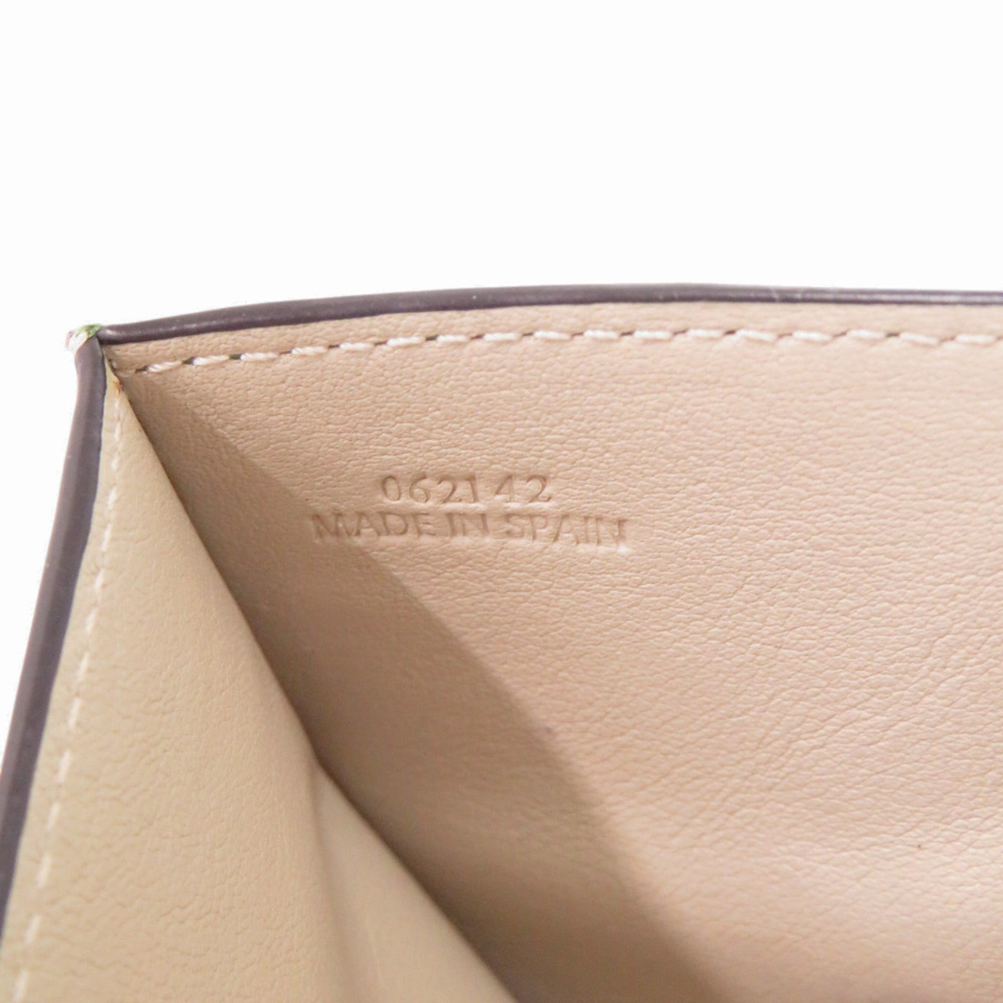 Loewe Brown Green Leather Wallet (Tri-Fold) (Pre-Owned)