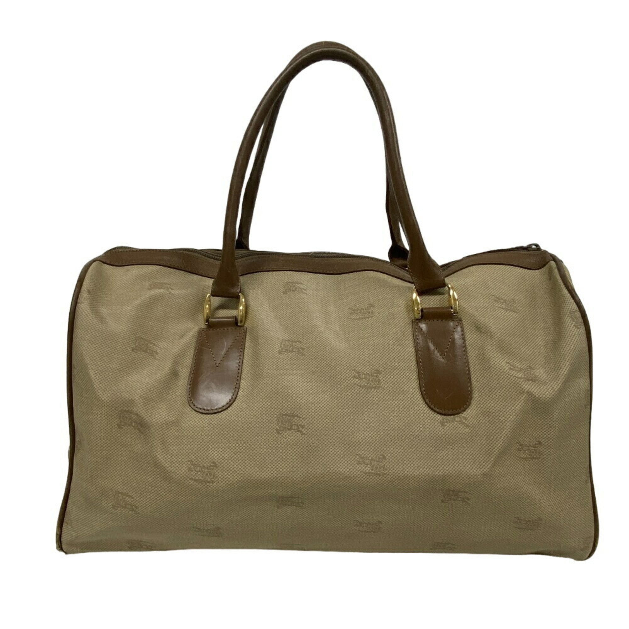 Burberry Beige Brown Pvc Boston Bag (Pre-Owned)