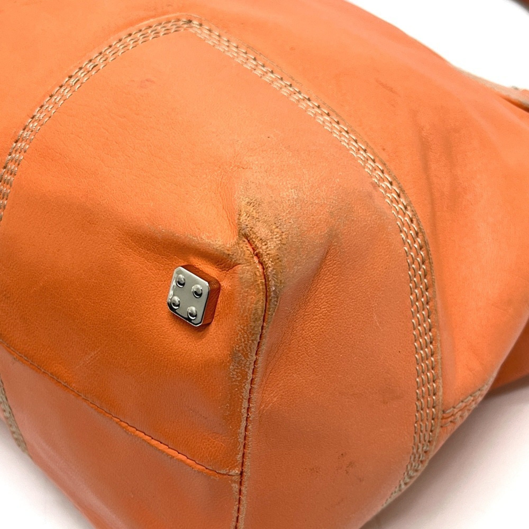 Loewe Amazona Orange Leather Handbag Tote Bag (Pre-Owned)