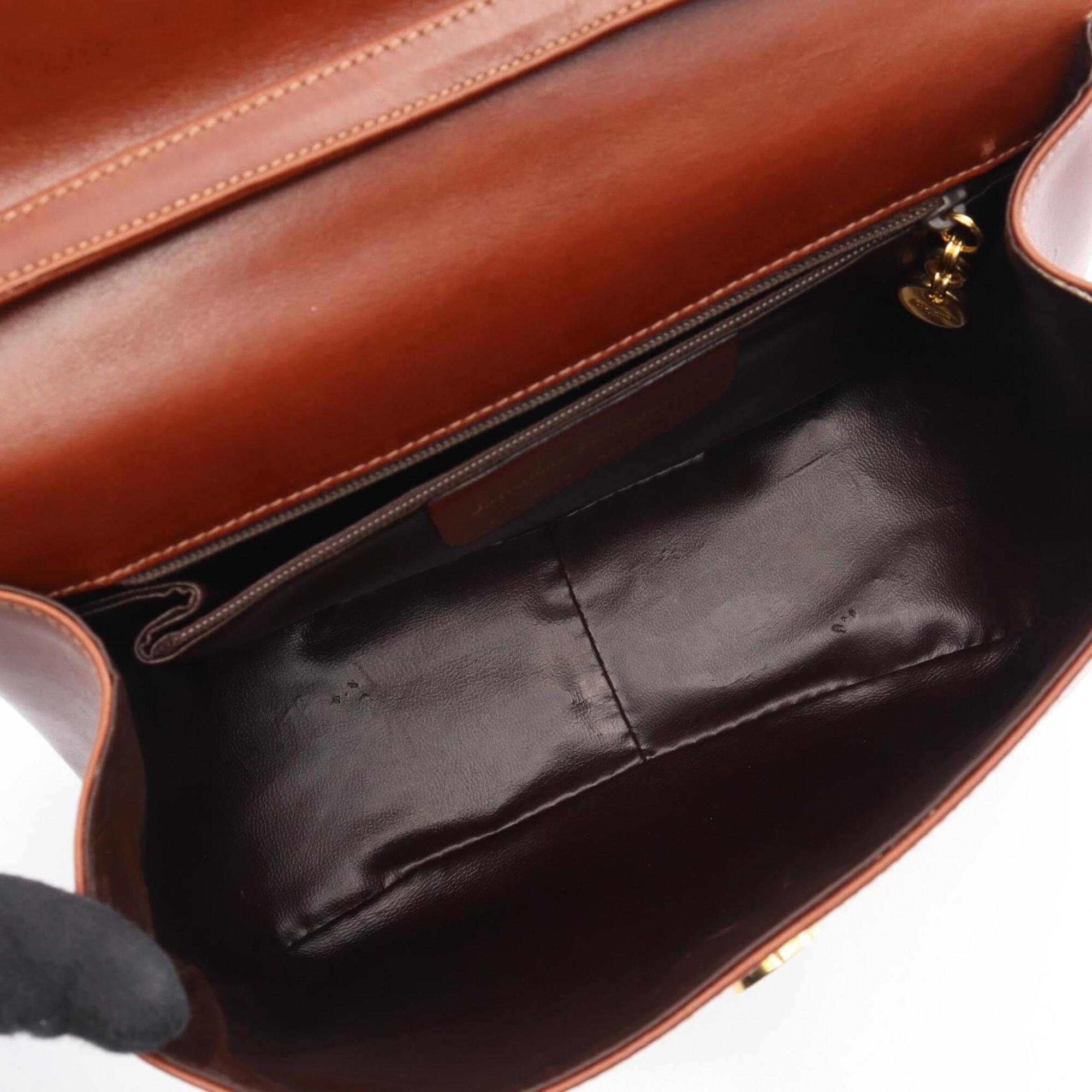 Salvatore Ferragamo Brown Leather Handbag Shoulder Bag (Pre-Owned)