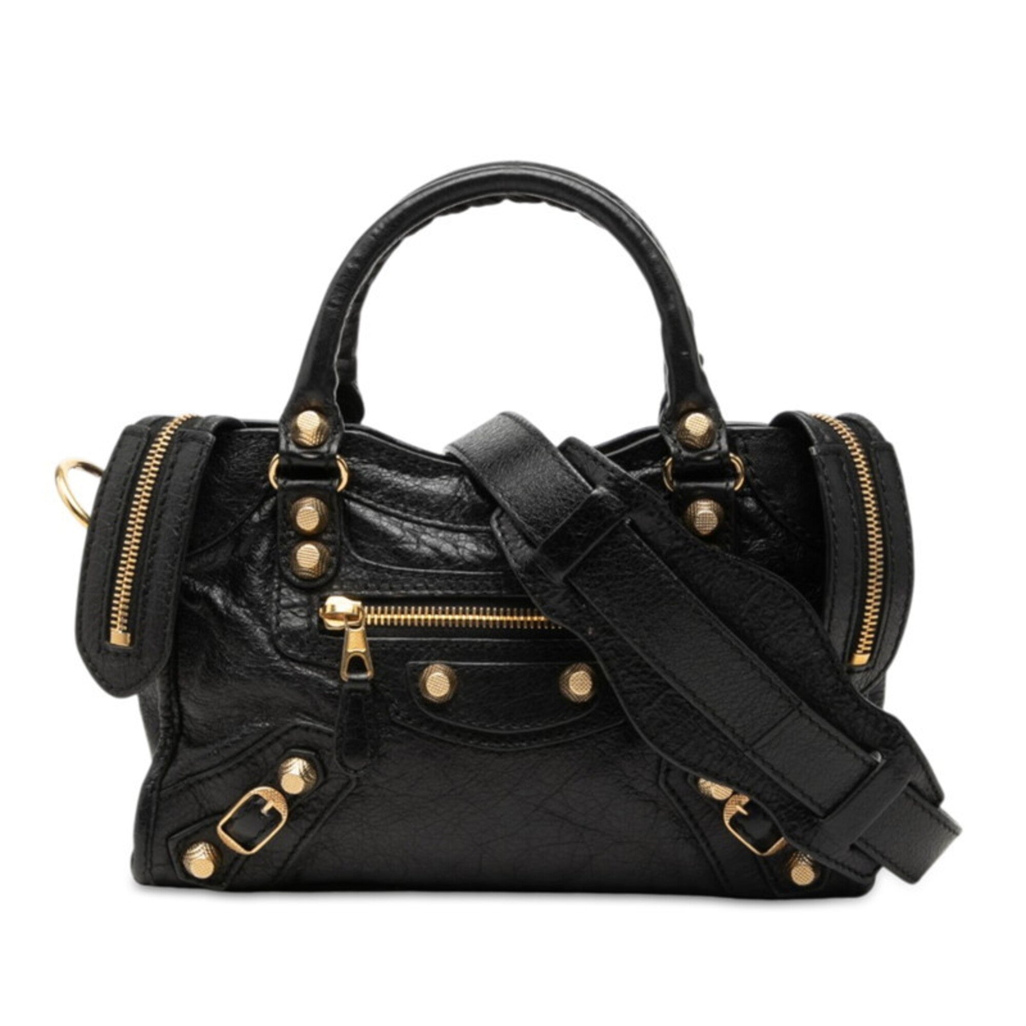 Balenciaga Black Leather Handbag Shoulder Bag (Pre-Owned)