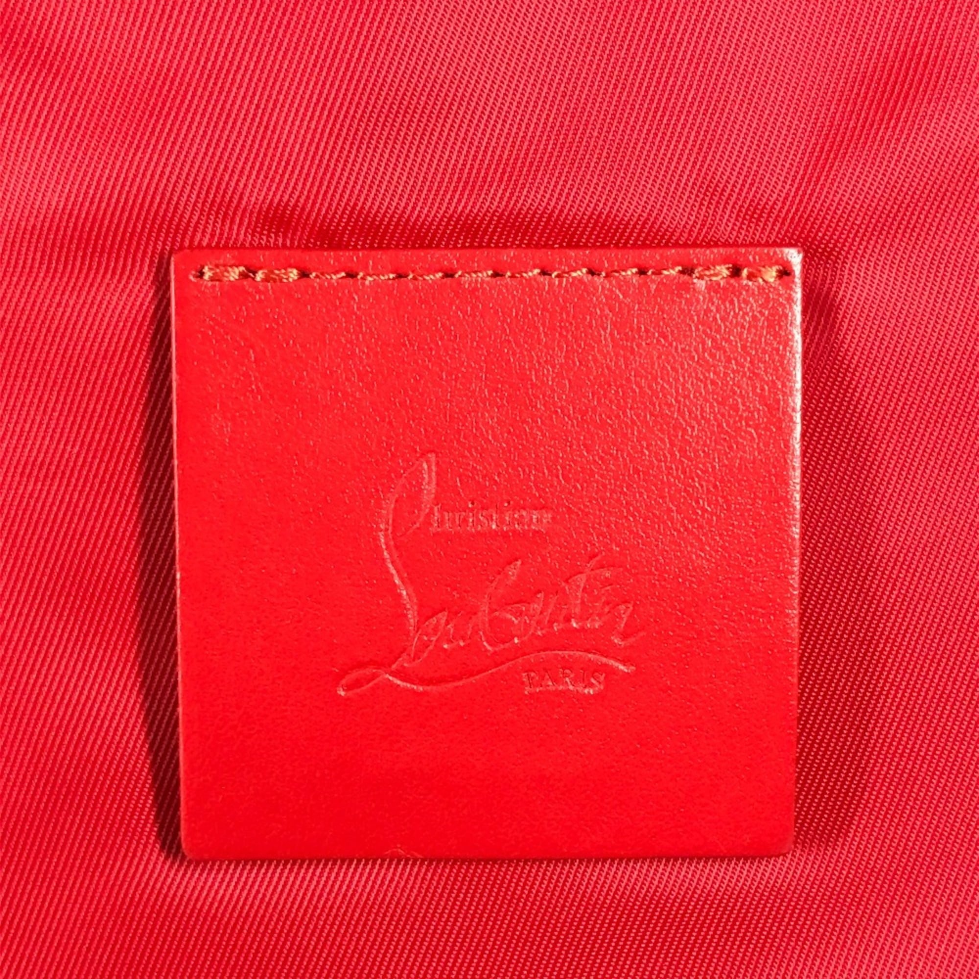 Christian Louboutin Black Red Color Nylon Leather Backpack (Pre-Owned)