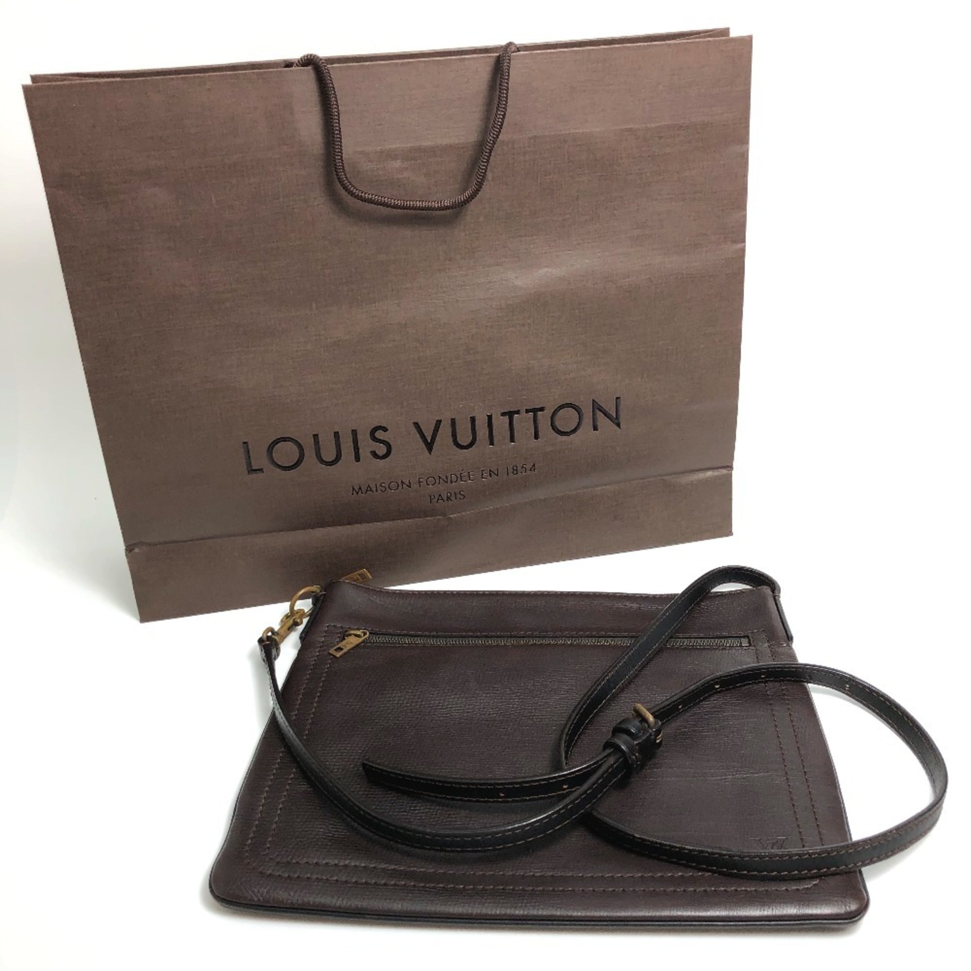 Louis Vuitton Brown Coffee Utah Leather Pochette Shoulder Bag (Pre-Owned)