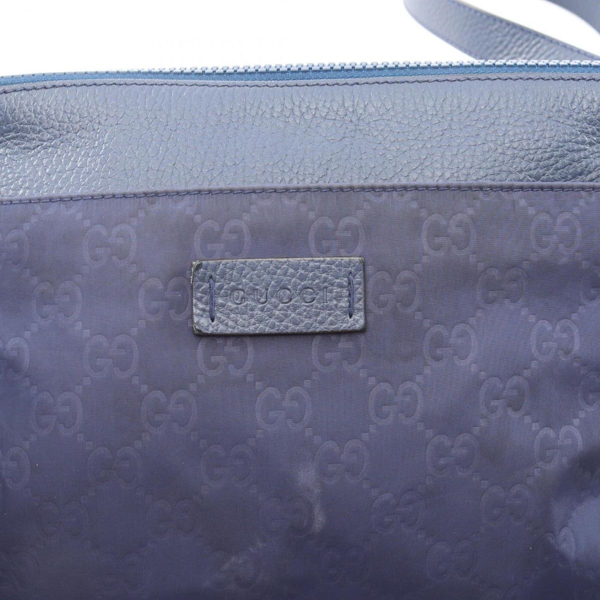 Gucci Blue Nylon Leather Handbag Shoulder Bag (Pre-Owned)