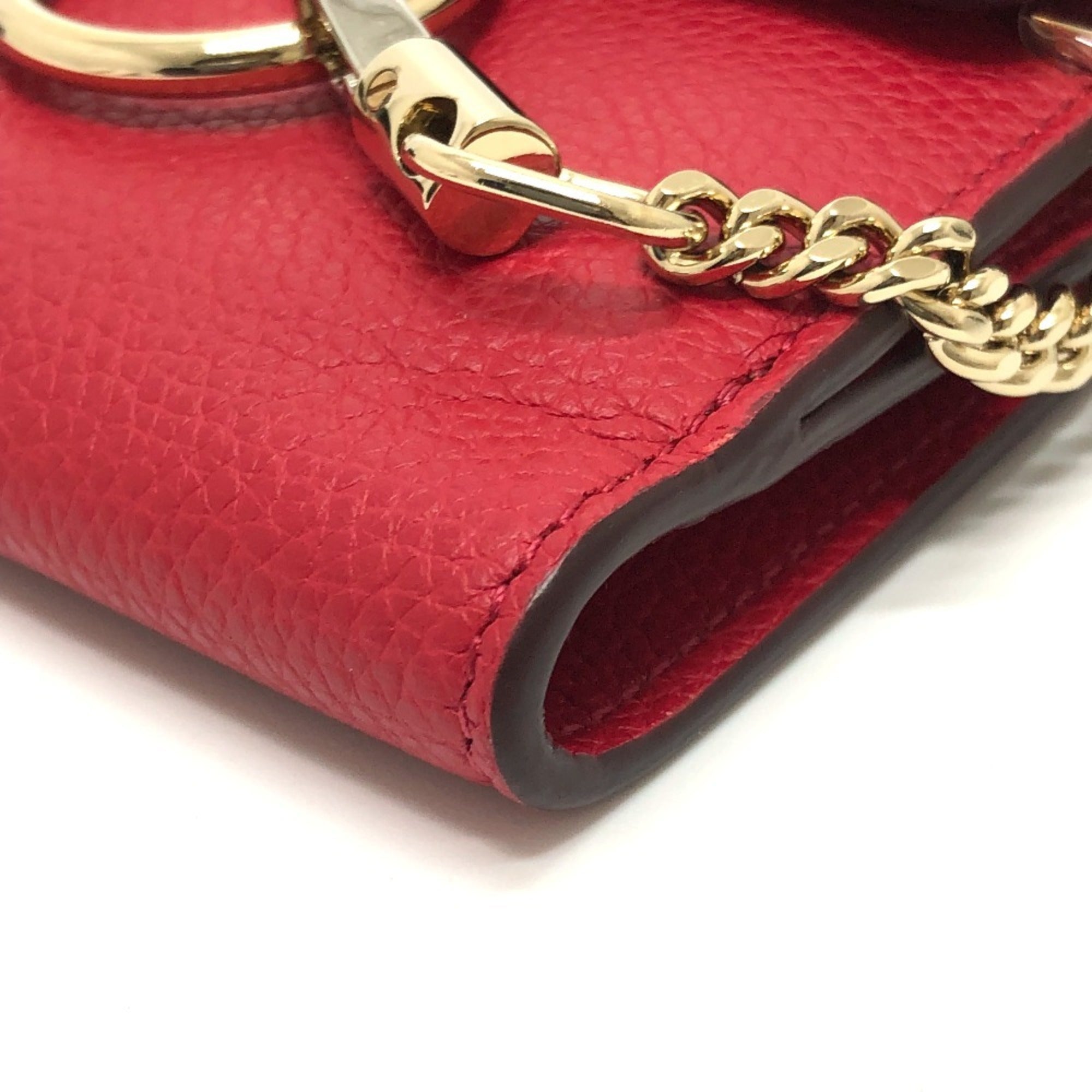 Chloé Red Color Leather Wallet (Bi-Fold) (Pre-Owned)