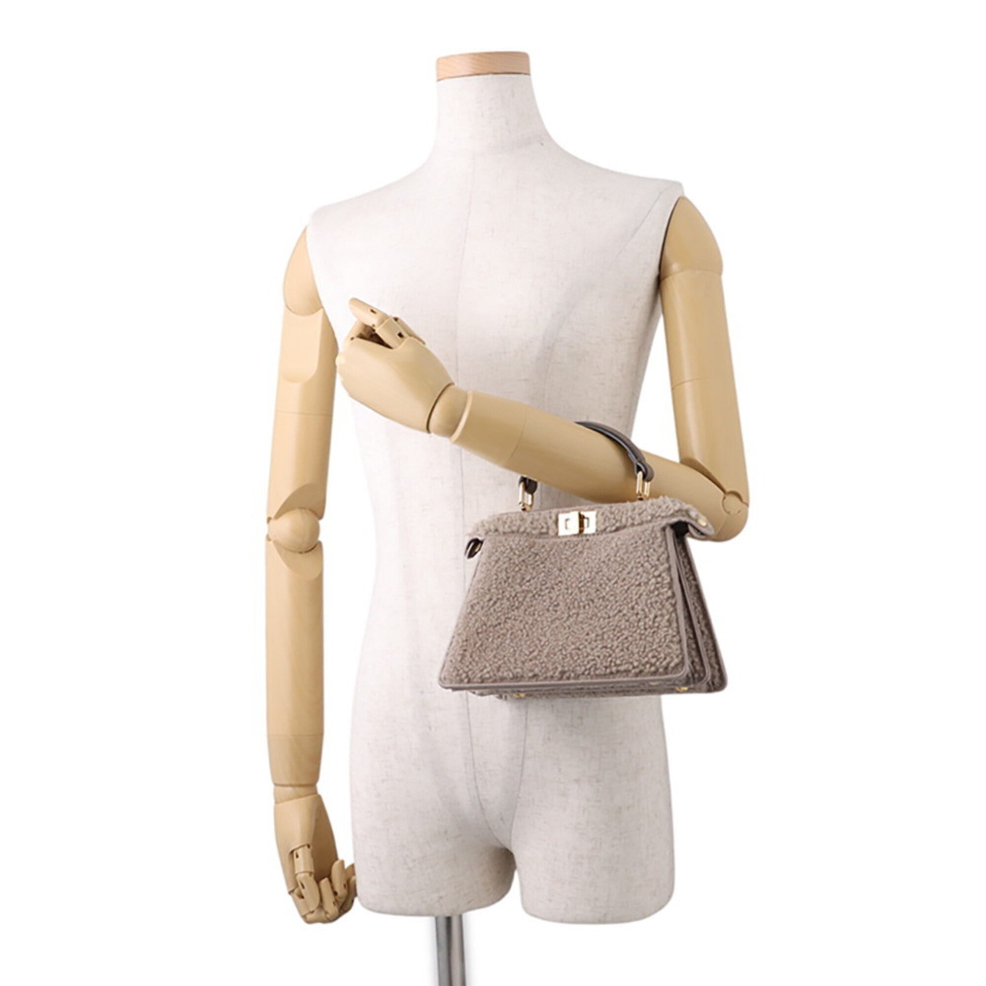Fendi Peekaboo Gray Leather Handbag (Pre-Owned)