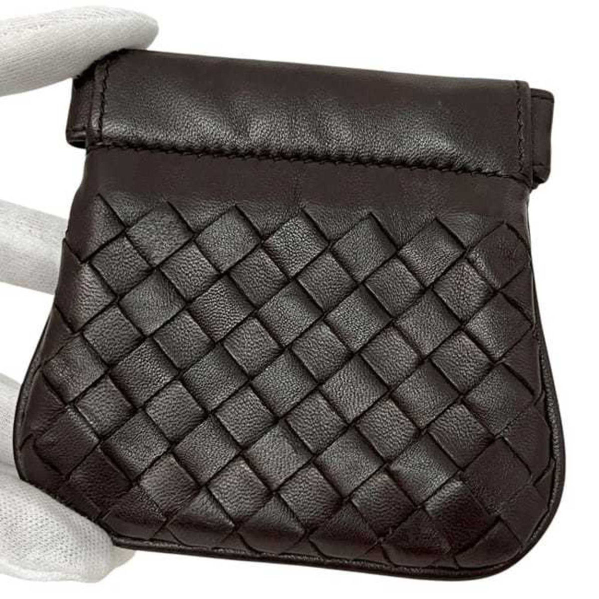 Bottega Veneta Intrecciato Brown Leather Coin Purse/Coin Case (Pre-Owned)