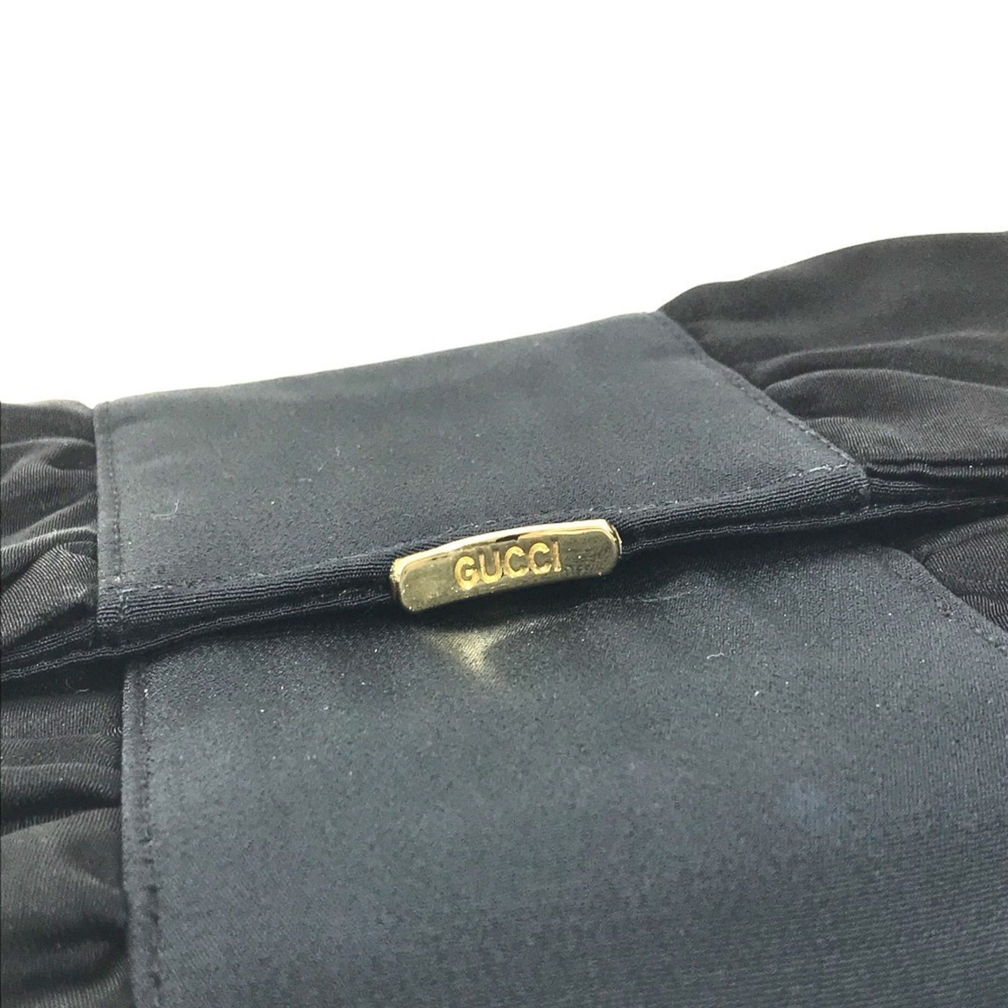 Gucci Black Satin Clutch Bag Handbag (Pre-Owned)