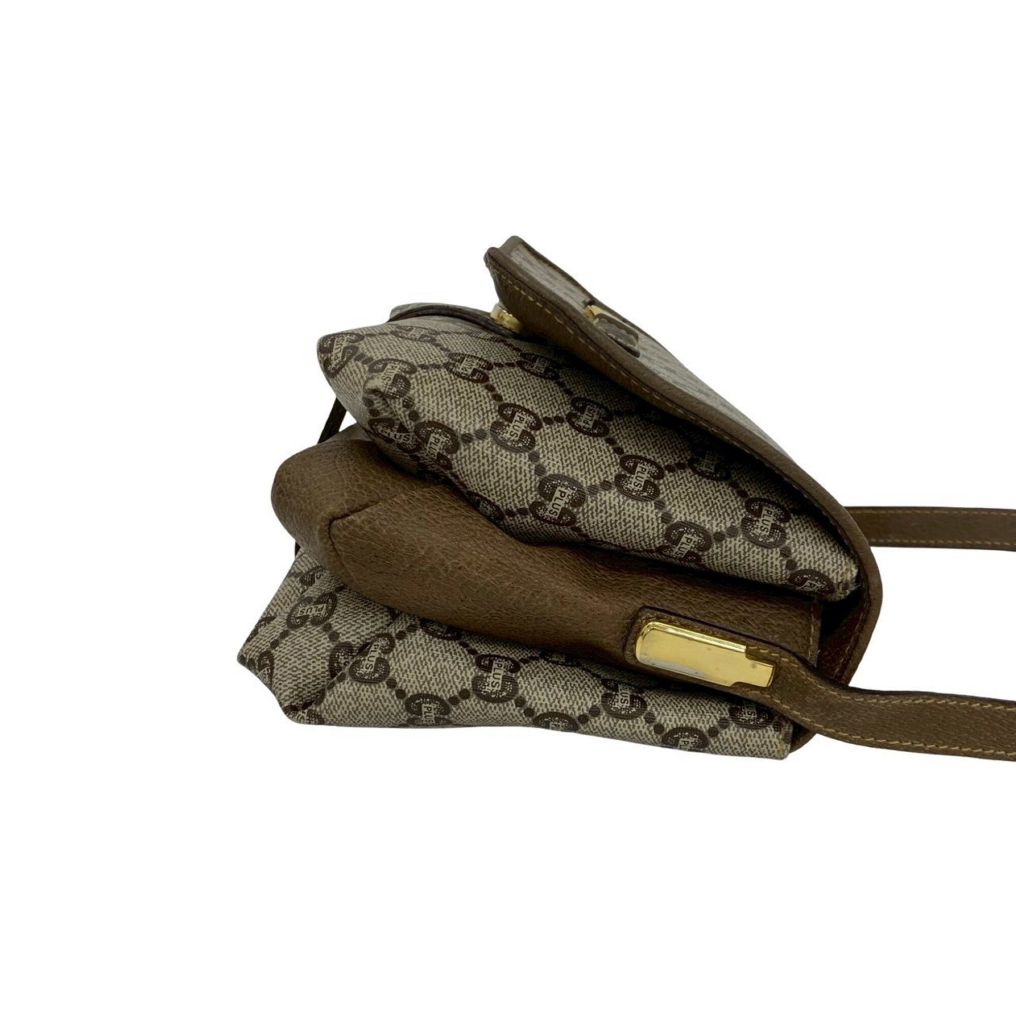 Gucci Brown Leather Pvc Pochette Shoulder Bag (Pre-Owned)