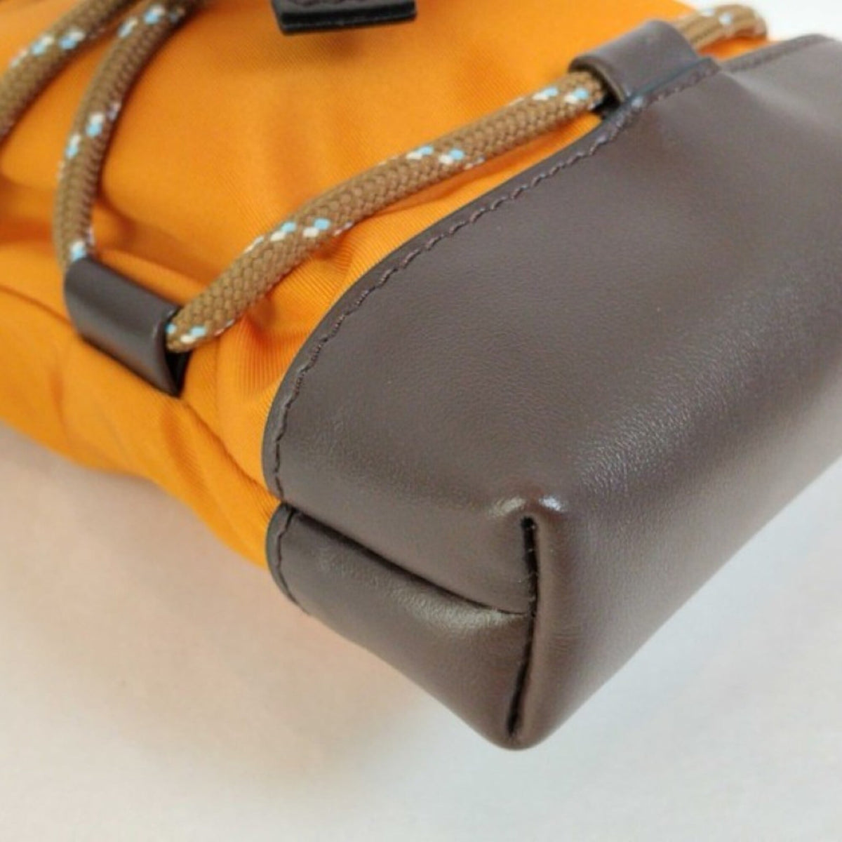 Prada Brown Orange Nylon Leather Shoulder Bag (Pre-Owned)