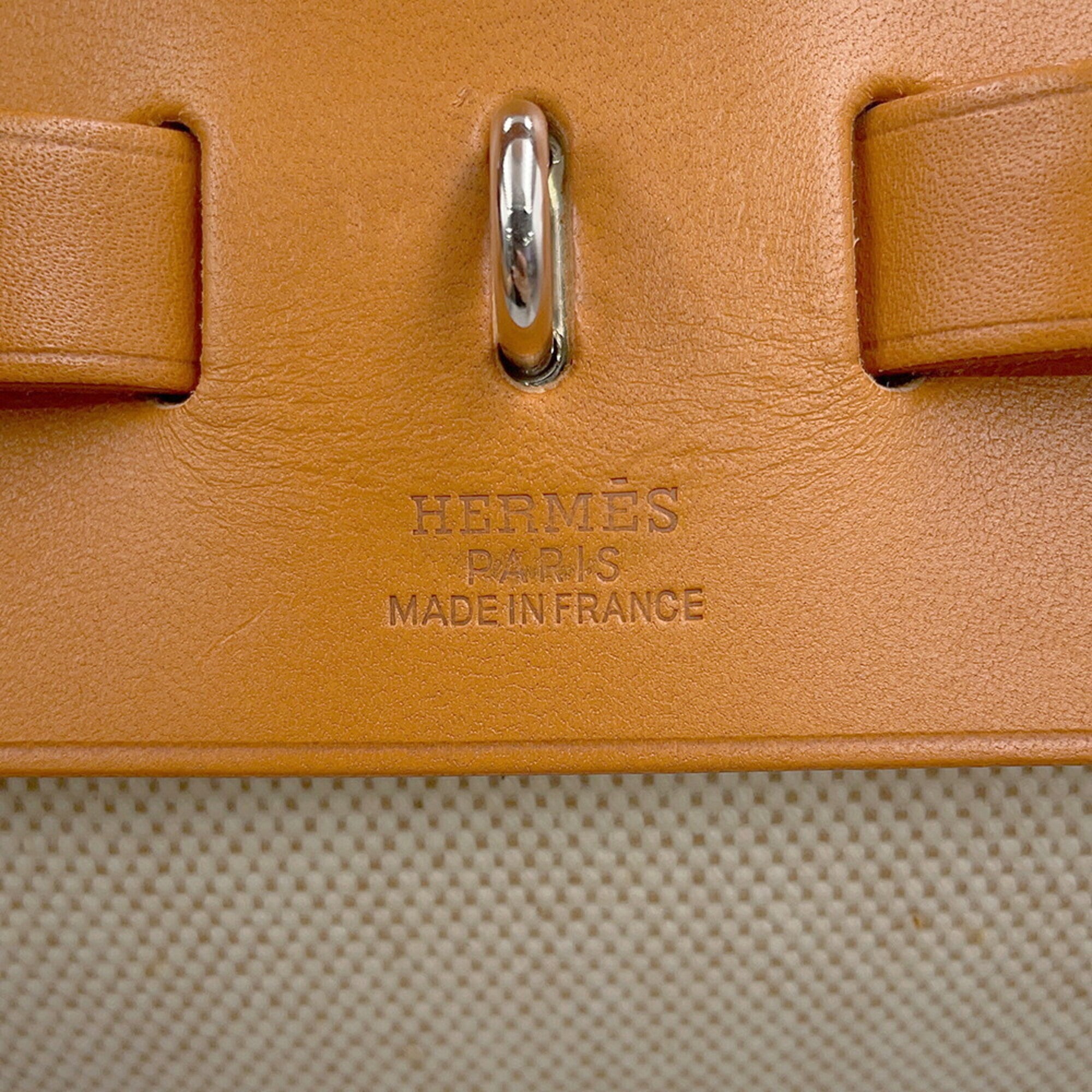 Hermes Her Bag Ecru Natural Toile H Handbag Shoulder Bag (Pre-Owned)