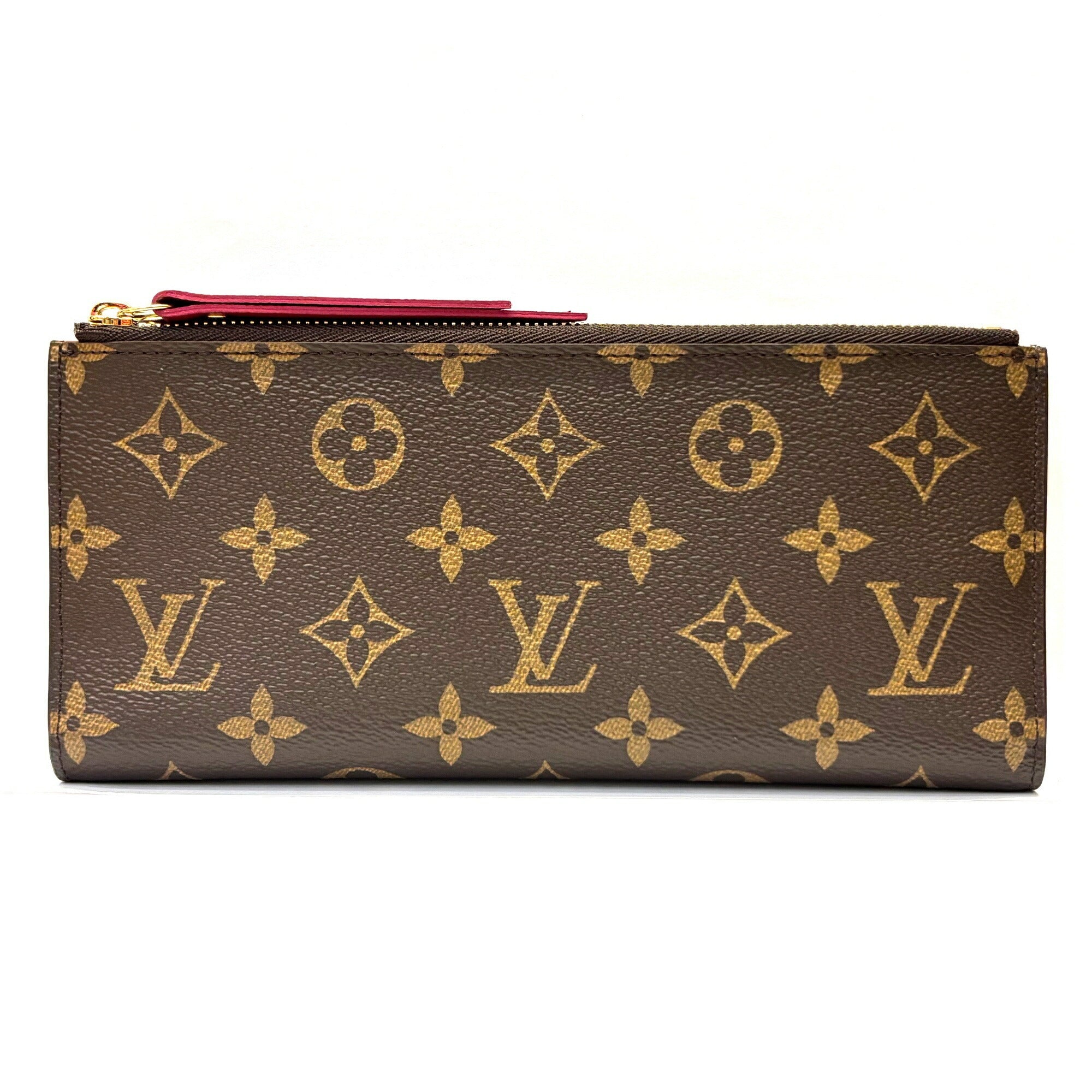 Louis Vuitton Monogram Brown Red Color Monogram Long Wallet (Bi-Fold) (Pre-Owned)