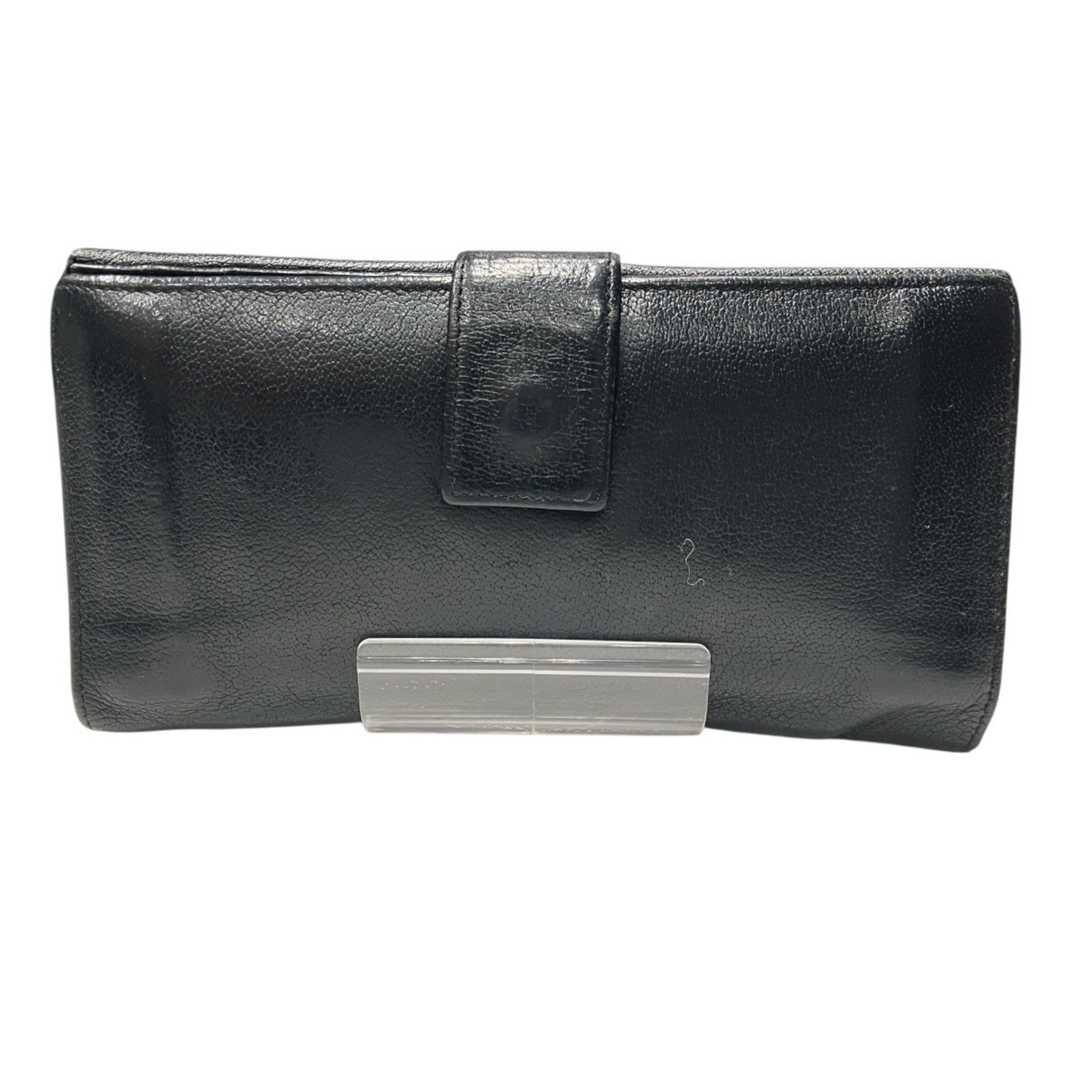Yves Saint Laurent Black Leather Long Wallet (Tri-Fold) (Pre-Owned)