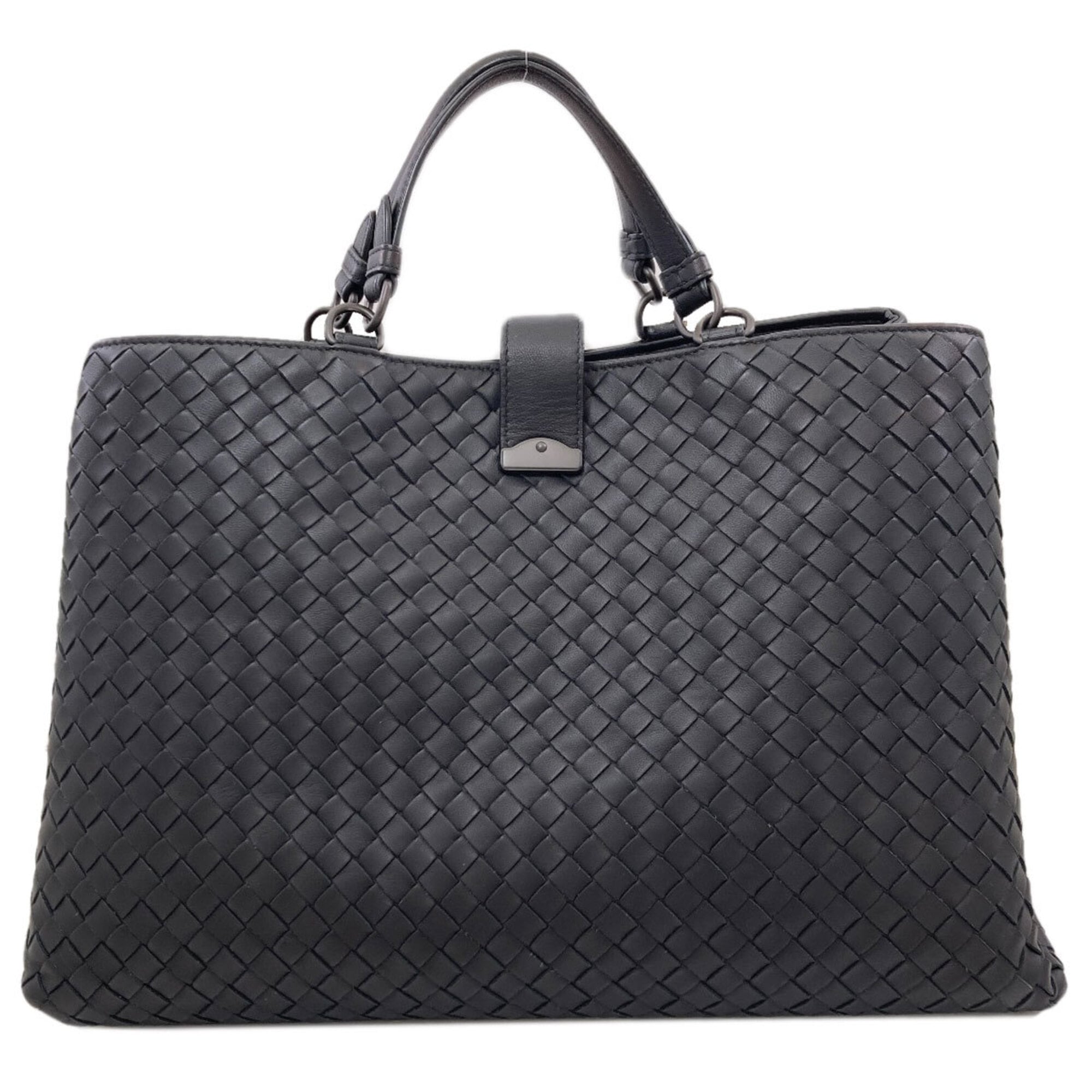 Bottega Veneta Intrecciato Black Leather Tote Bag (Pre-Owned)