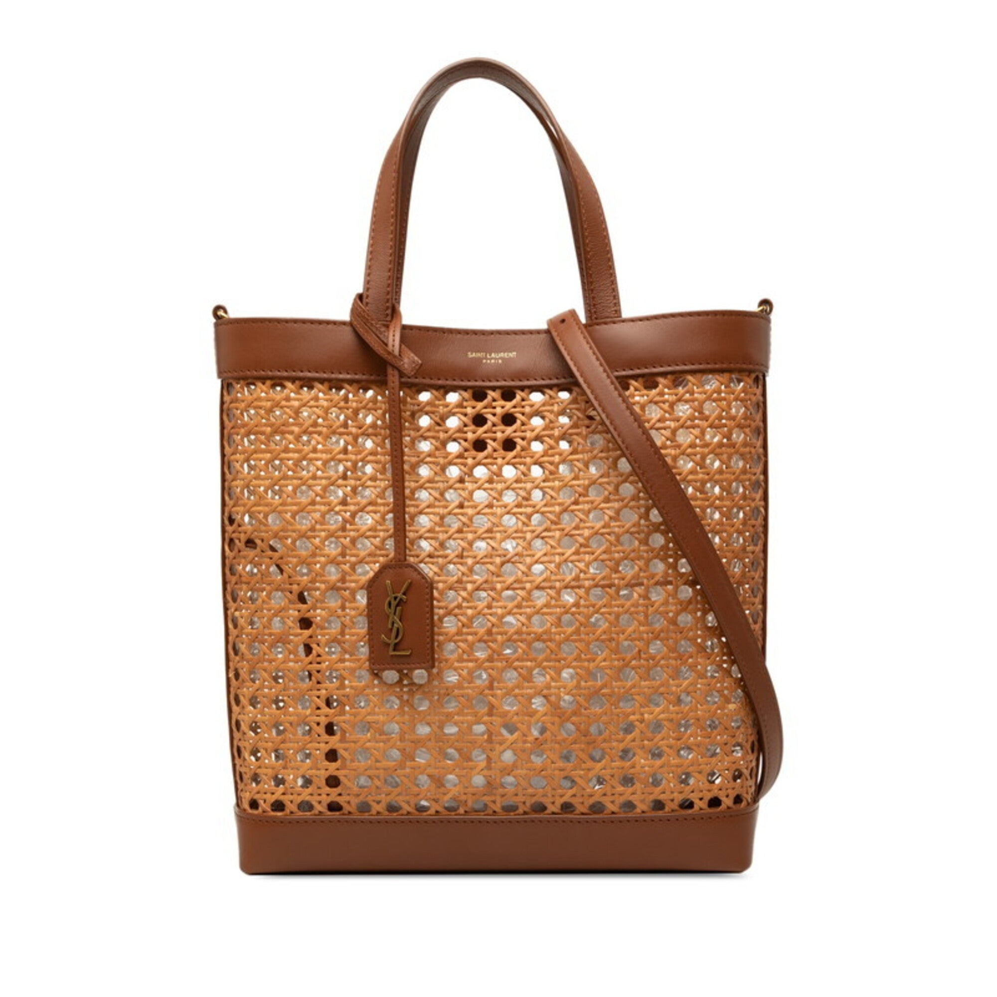 Saint Laurent Brown Leather Handbag Pouch Tote Bag (Pre-Owned)