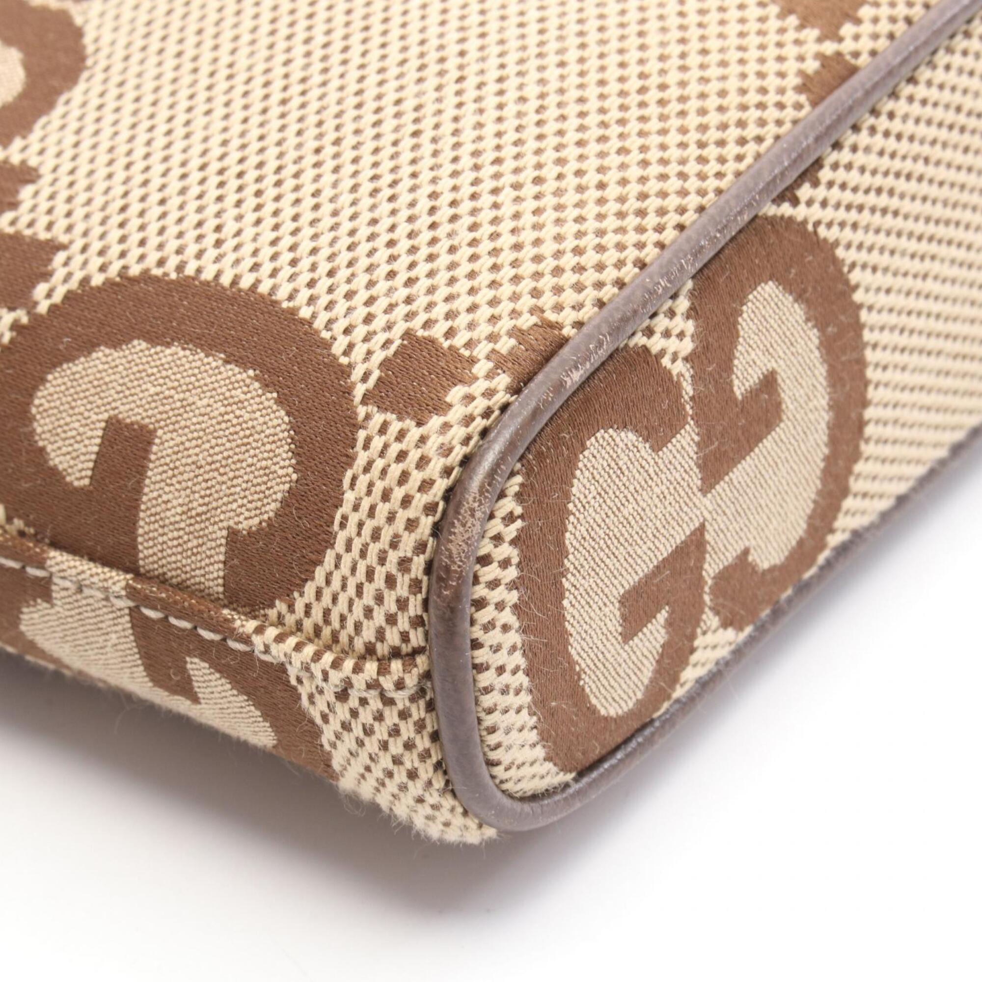 Gucci Beige Brown Canvas Leather Handbag Messenger Bag Shoulder Bag (Pre-Owned)