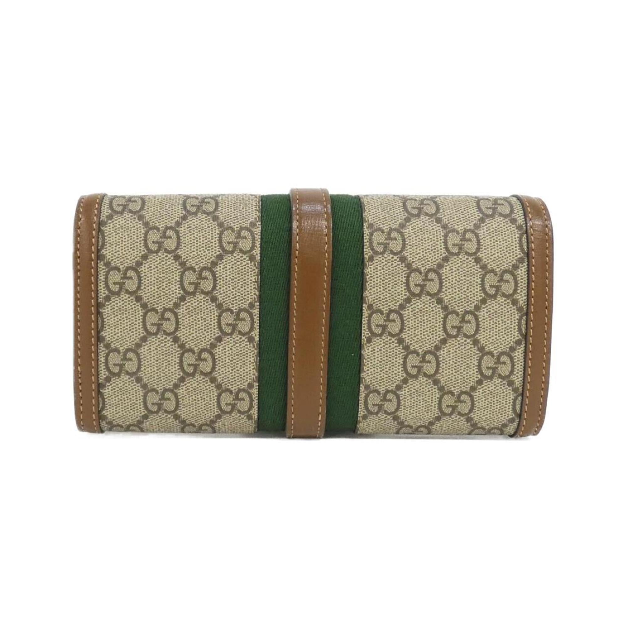 Gucci Beige Brown Gg Supreme Chain/Shoulder Wallet (Pre-Owned)