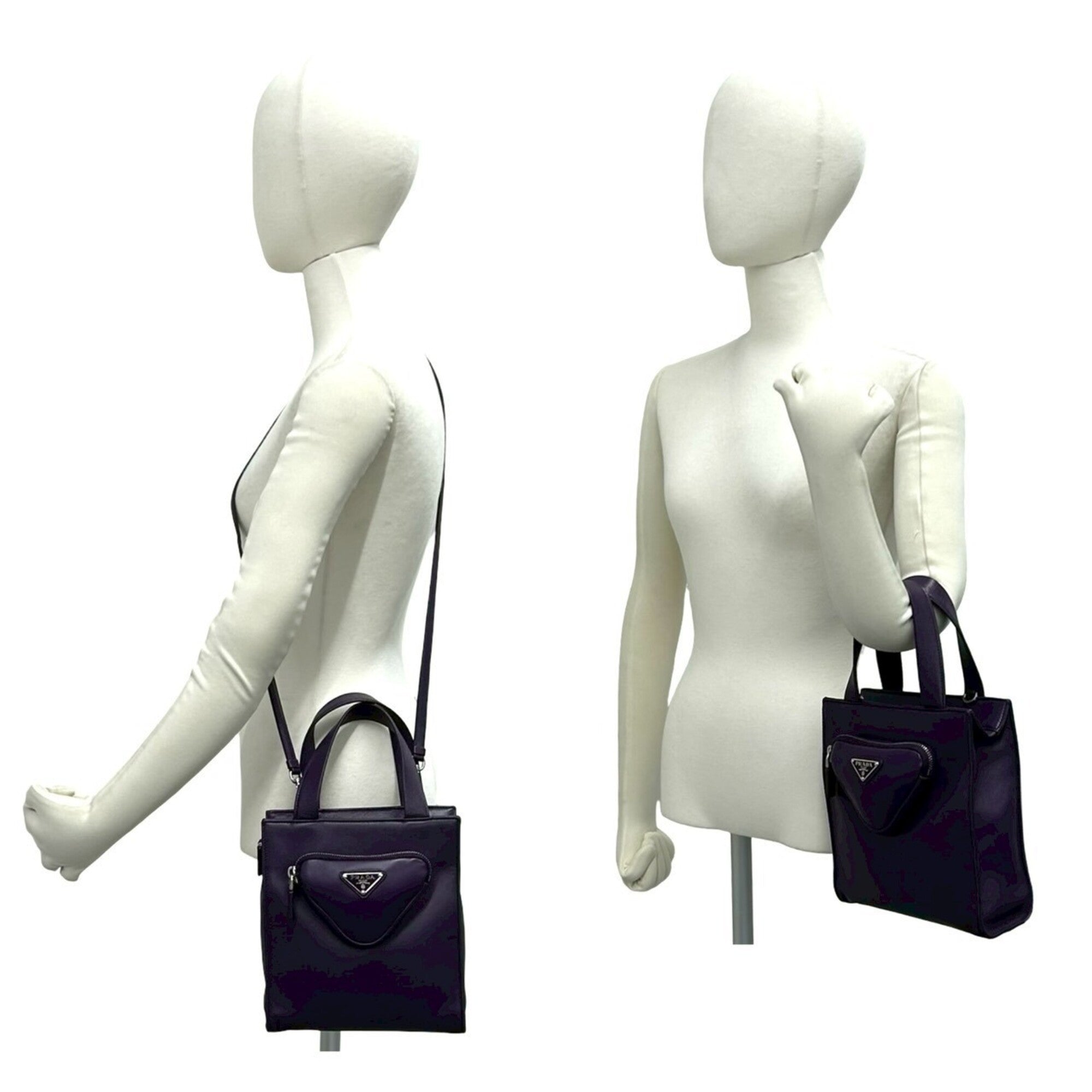 Prada Purple Leather Handbag Shoulder Bag Tote Bag (Pre-Owned)