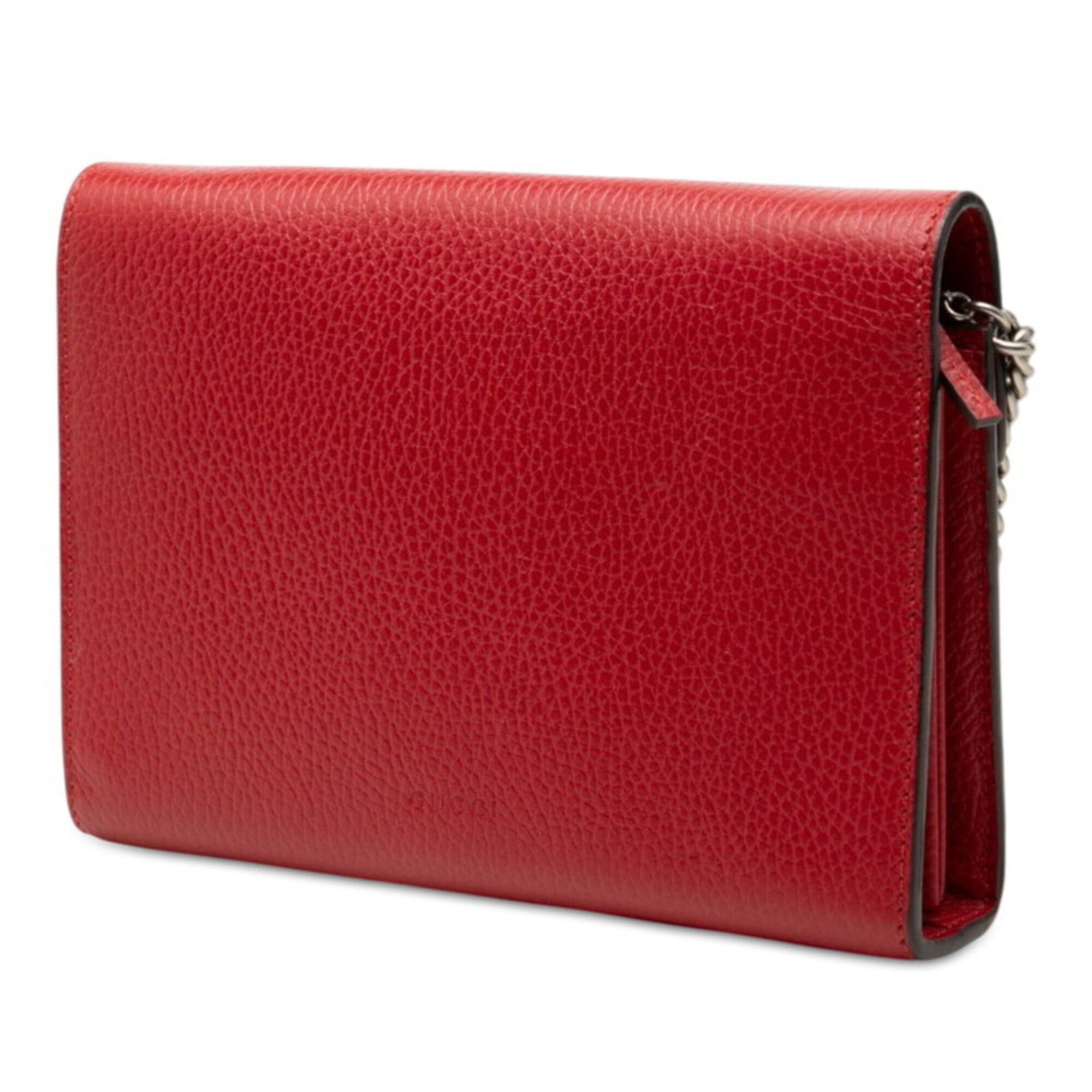 Gucci Red Color Leather Shoulder Bag (Pre-Owned)