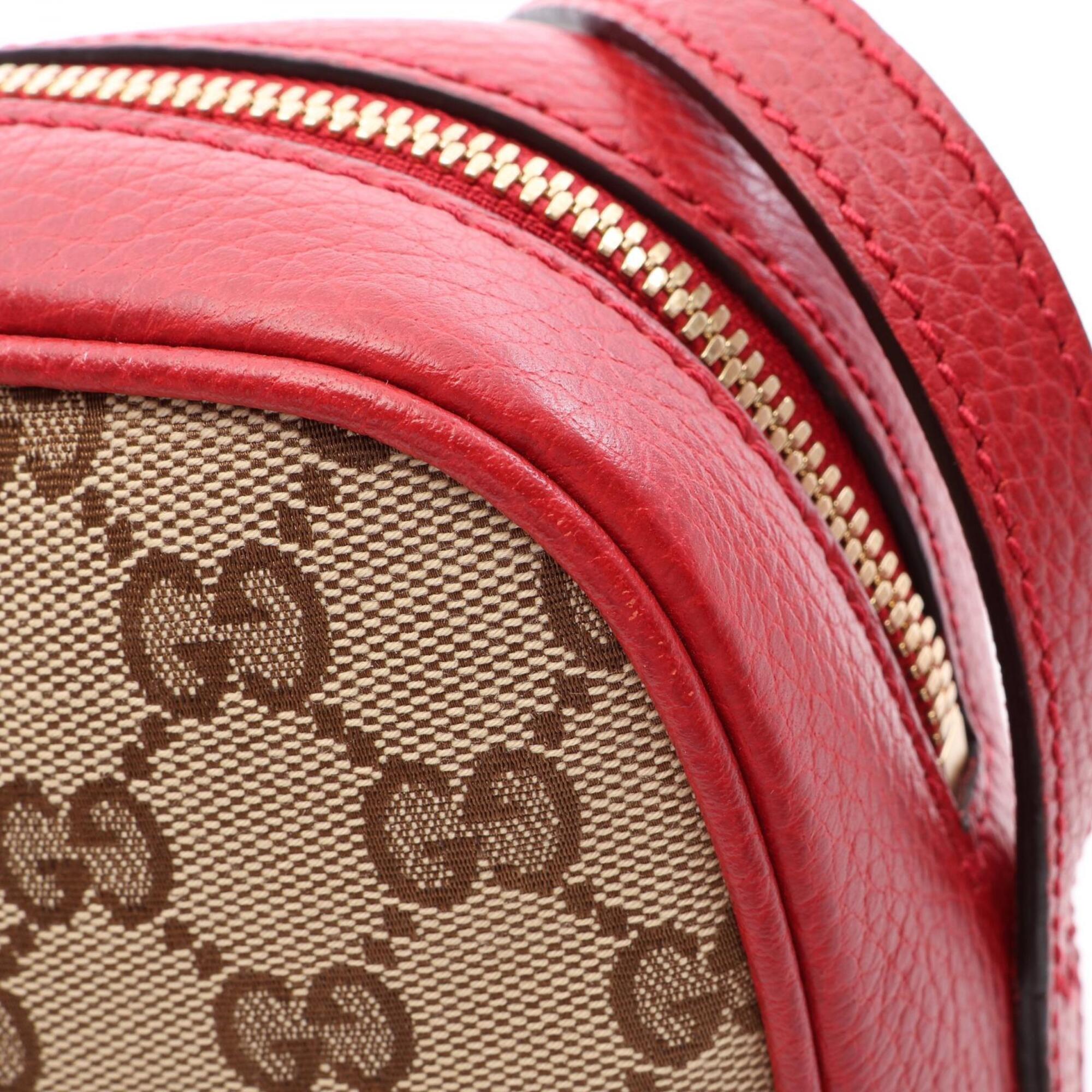 Gucci Beige Red Color Canvas Leather Handbag Shoulder Bag (Pre-Owned)
