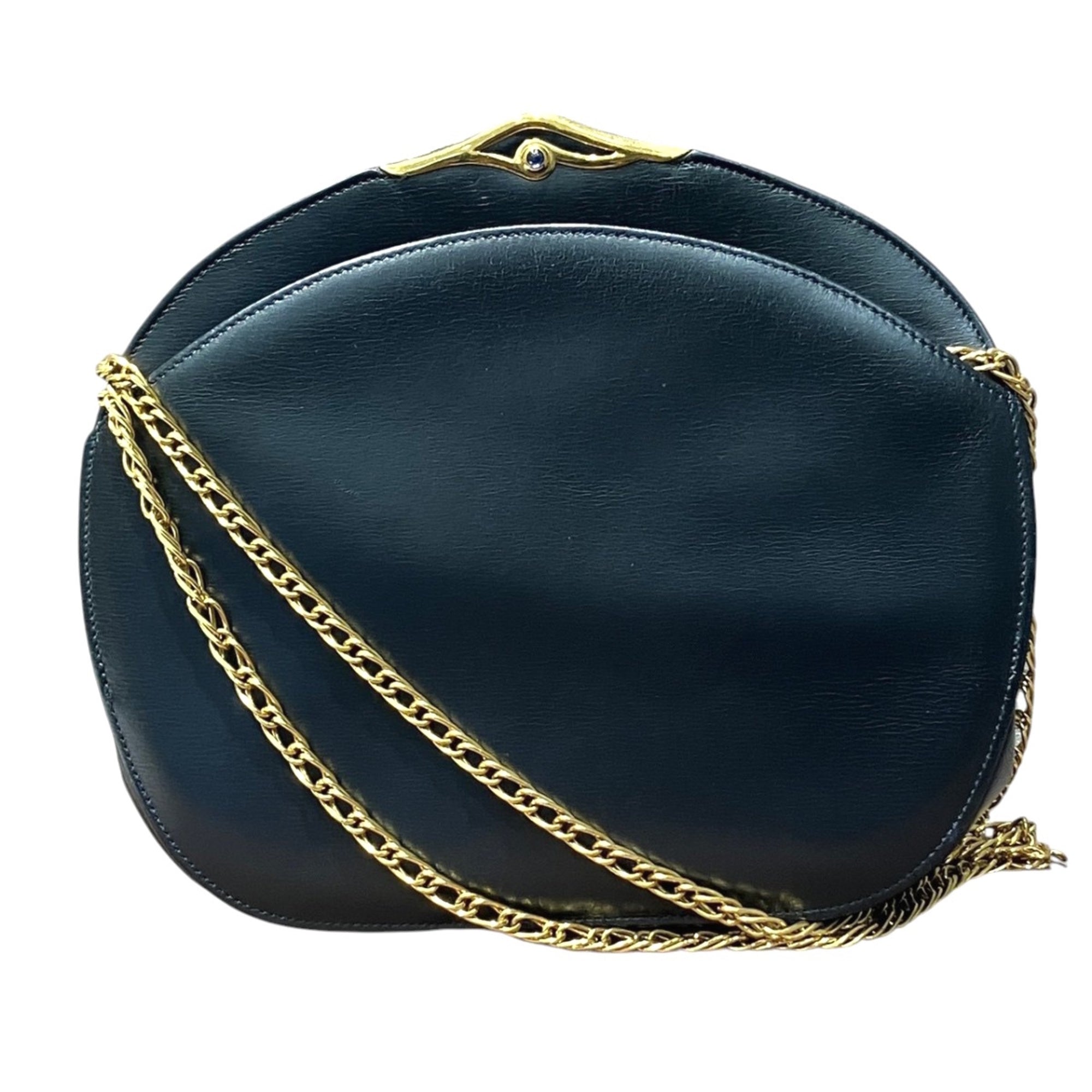 Cartier Gold Navy Sapphire Leather Shoulder Bag (Pre-Owned)