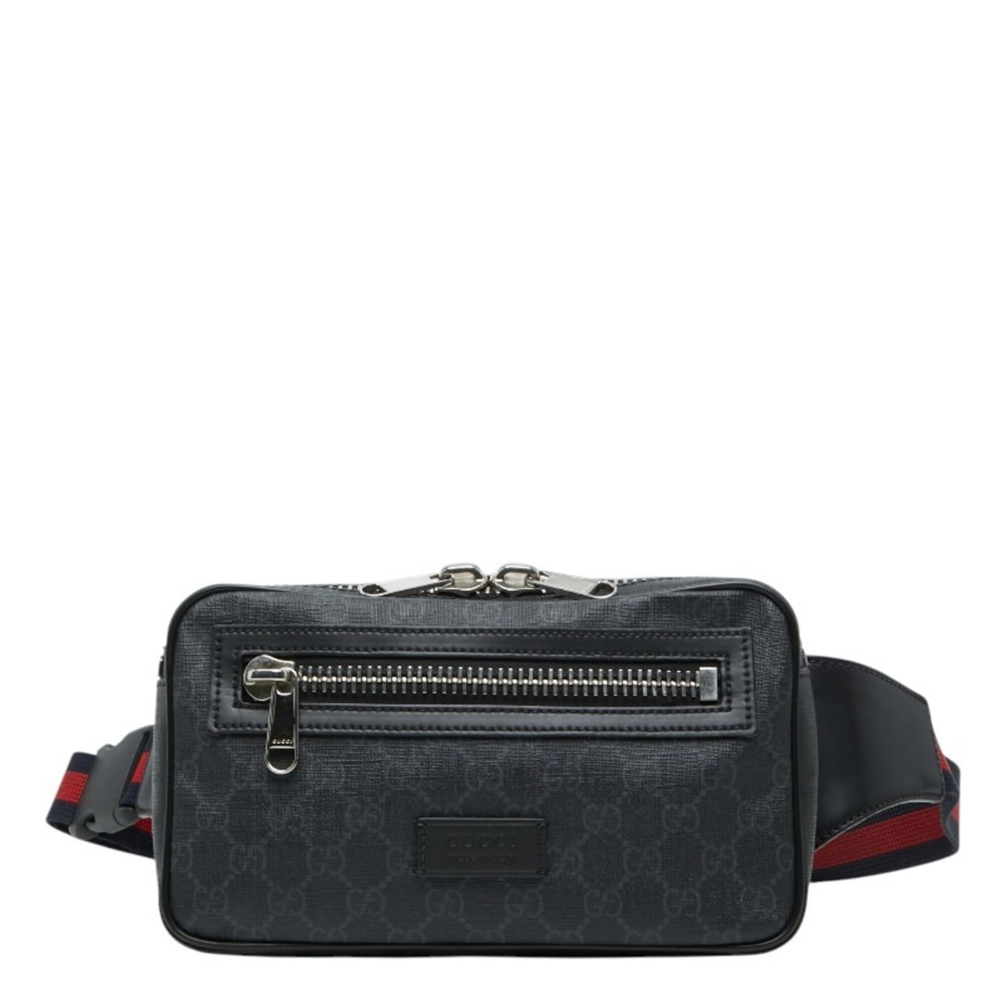 Gucci Black Gray Pvc Leather Fanny Pack (Pre-Owned)