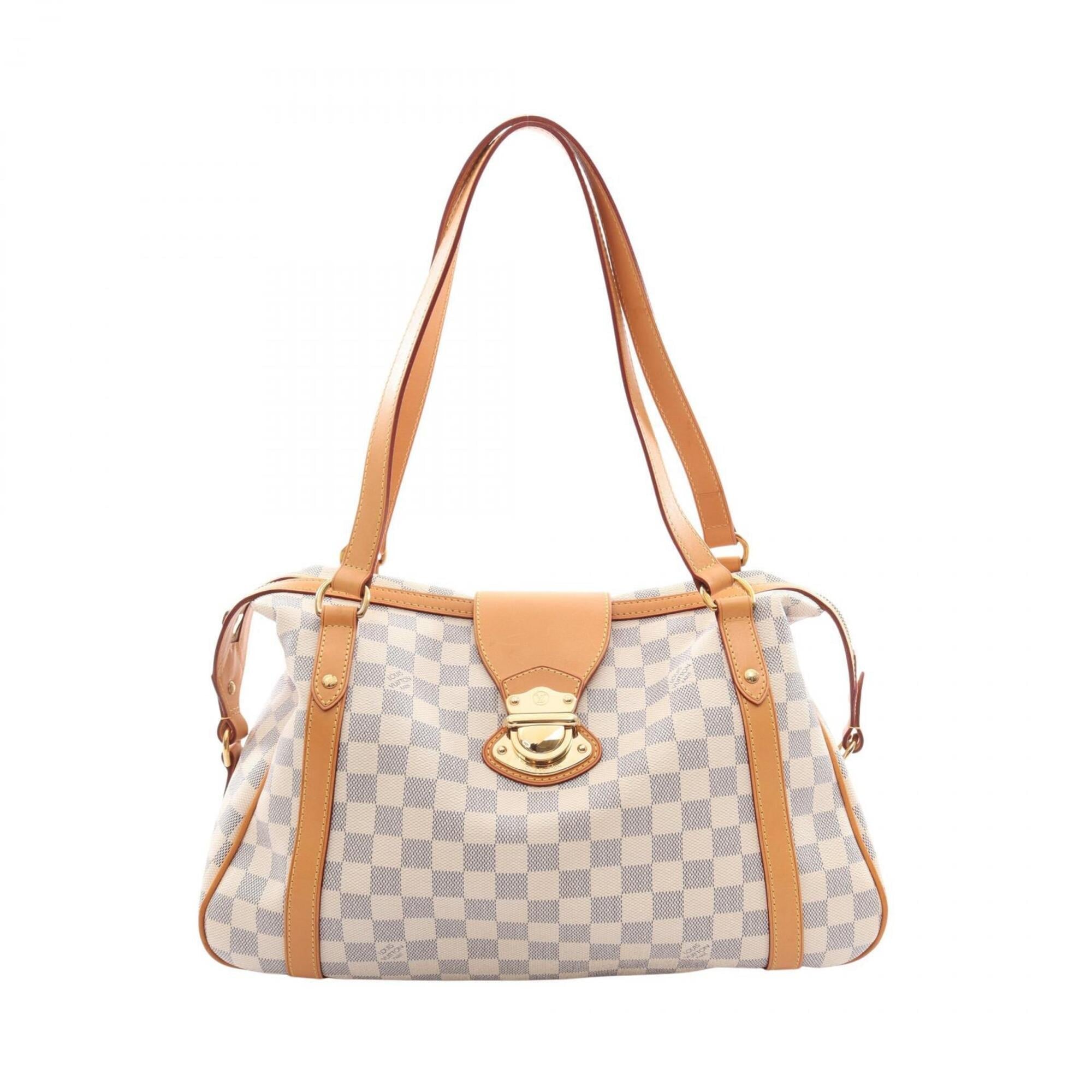 Louis Vuitton White Coated Canvas Leather Handbag Shoulder Bag (Pre-Owned)