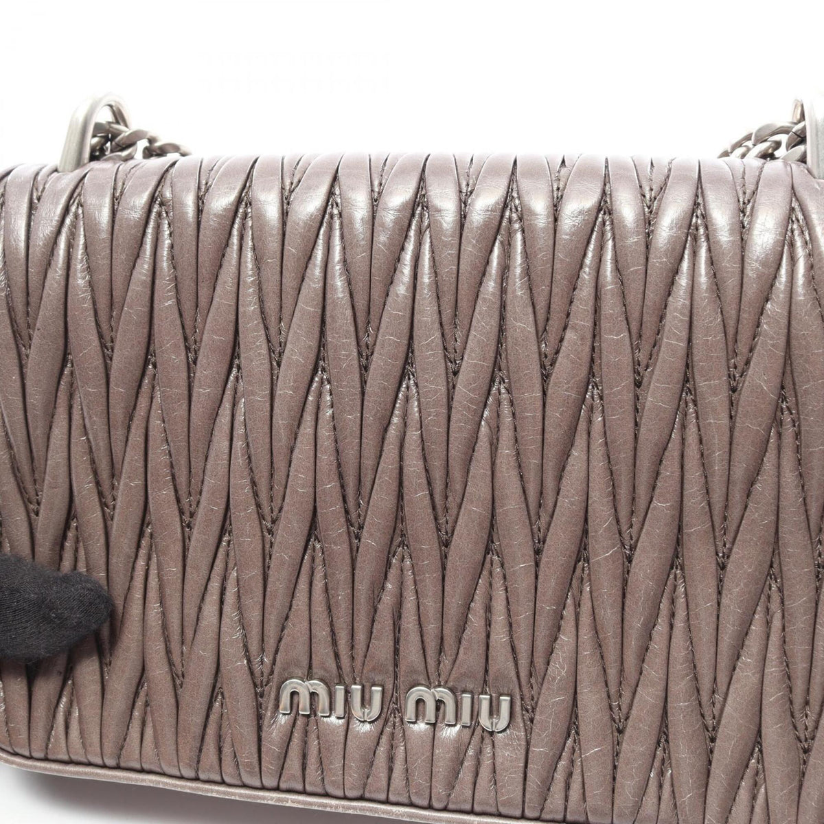 Miu Miu Gray Leather Handbag Shoulder Bag (Pre-Owned)