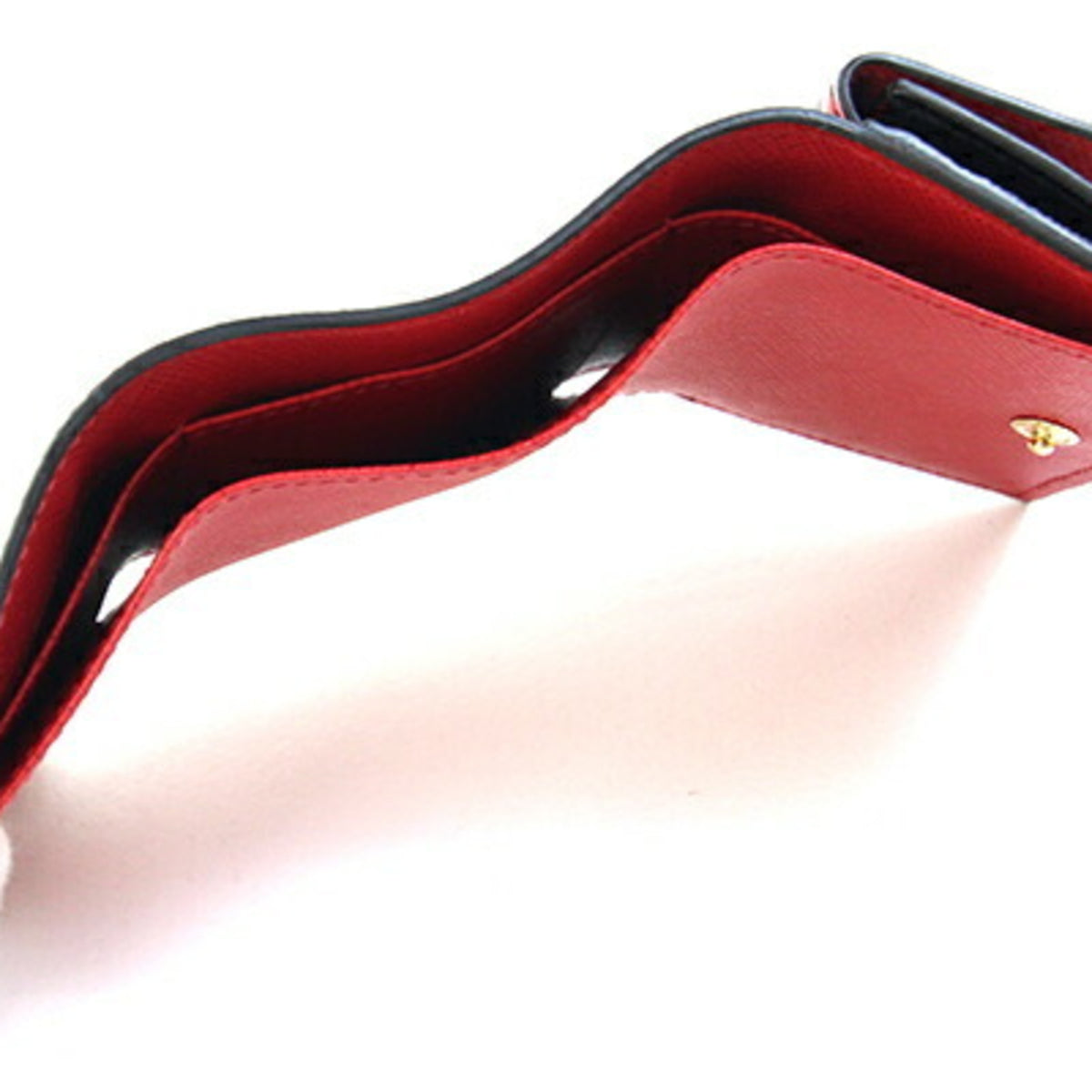 Prada Black Red Color Leather Wallet (Tri-Fold) (Pre-Owned)