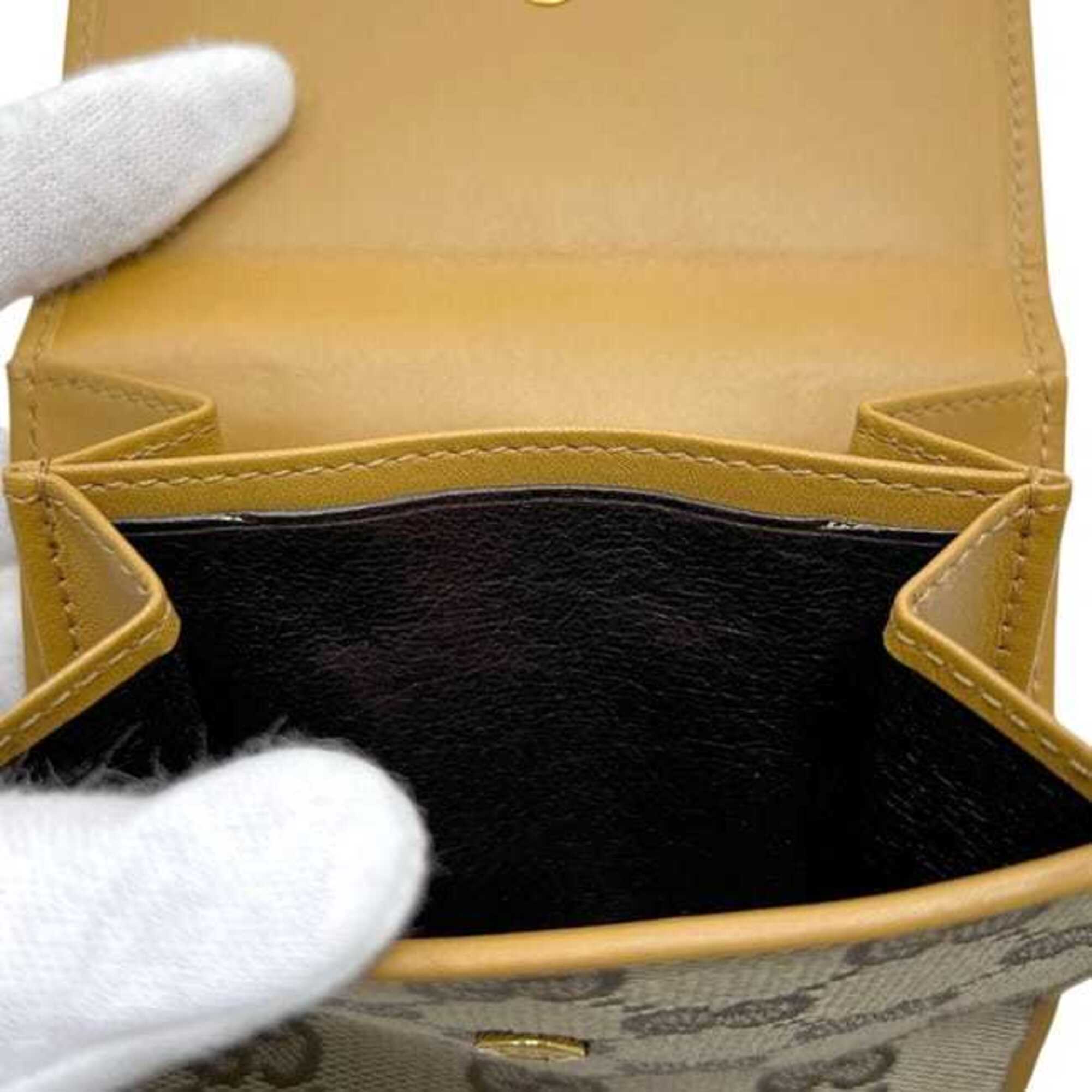 Gucci Beige Yellow Canvas Leather Wallet (Bi-Fold) (Pre-Owned)