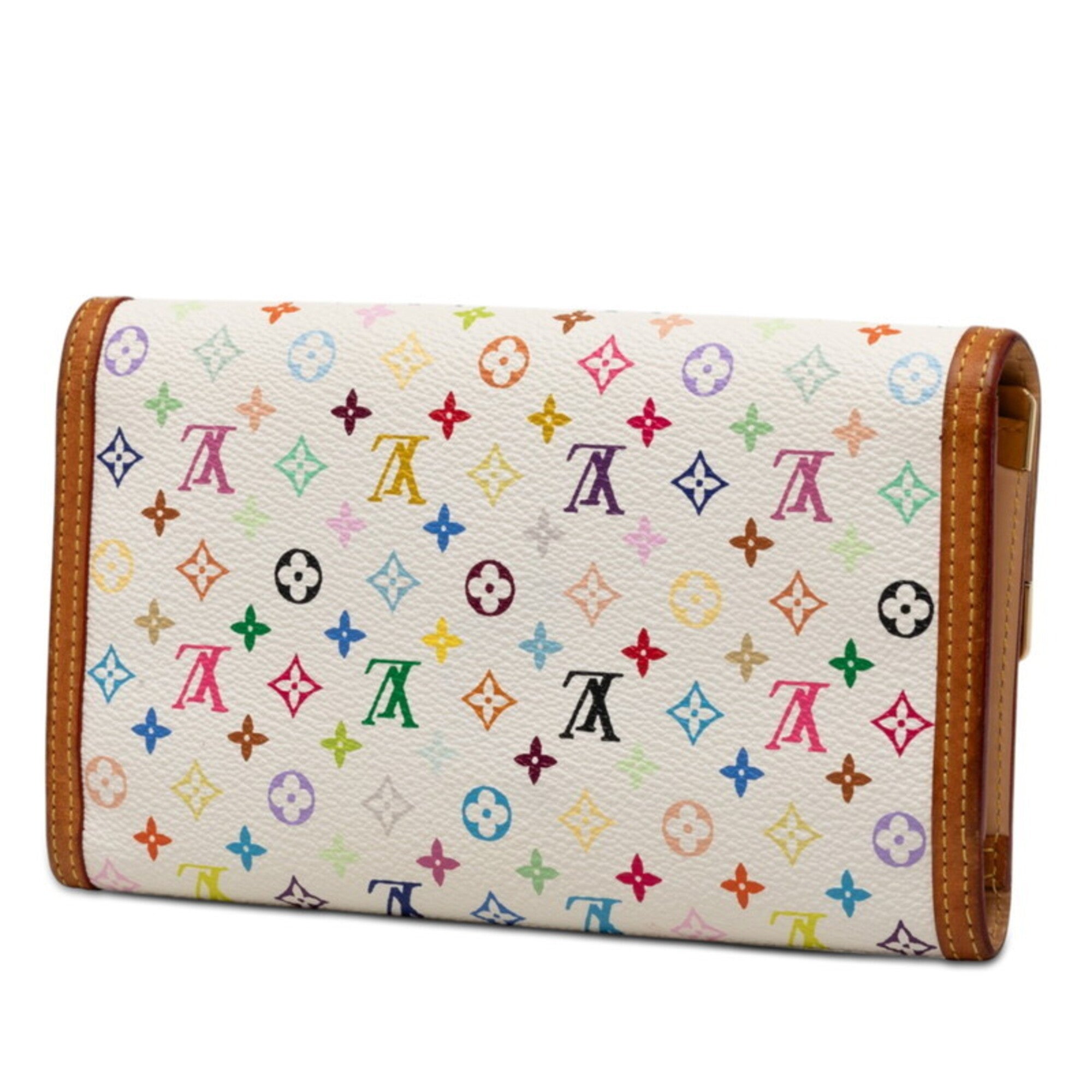 Louis Vuitton Blanc Multi-Color White Pvc Leather Wallet (Tri-Fold) (Pre-Owned)