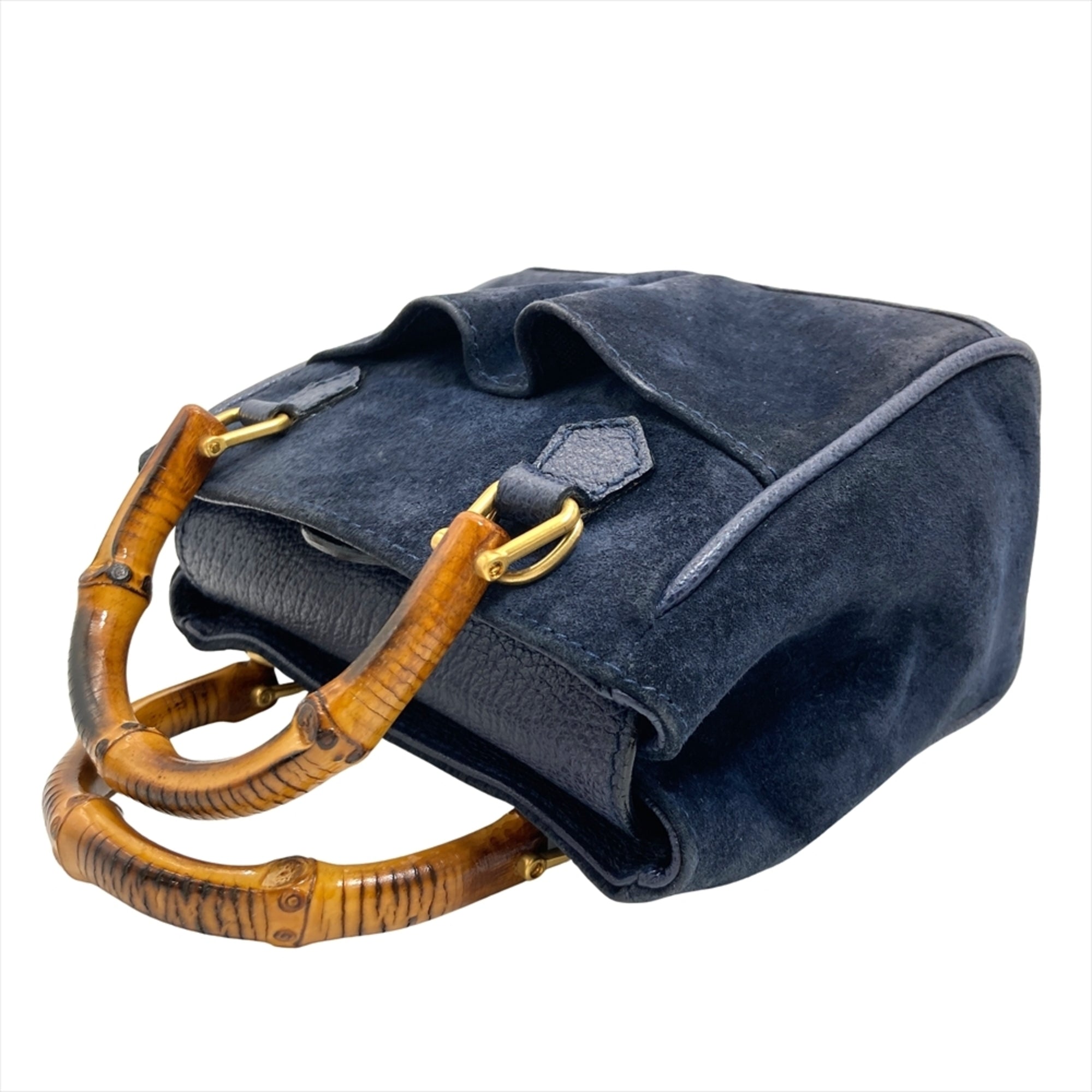 Gucci Navy Suede Leather Shoulder Bag (Pre-Owned)