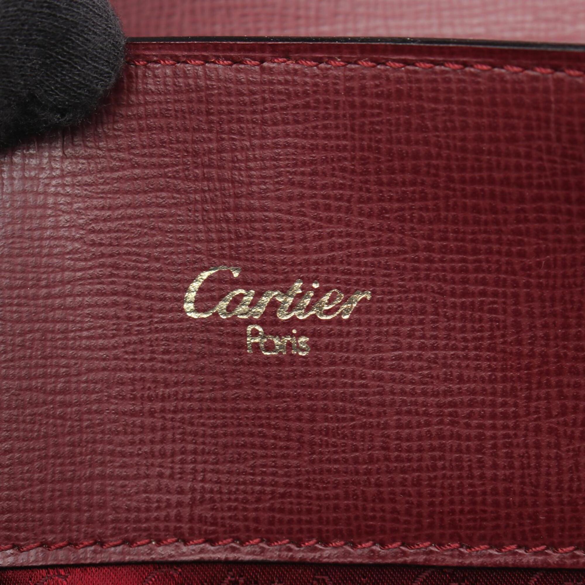 Cartier Bordeaux Leather Handbag Shoulder Bag (Pre-Owned)
