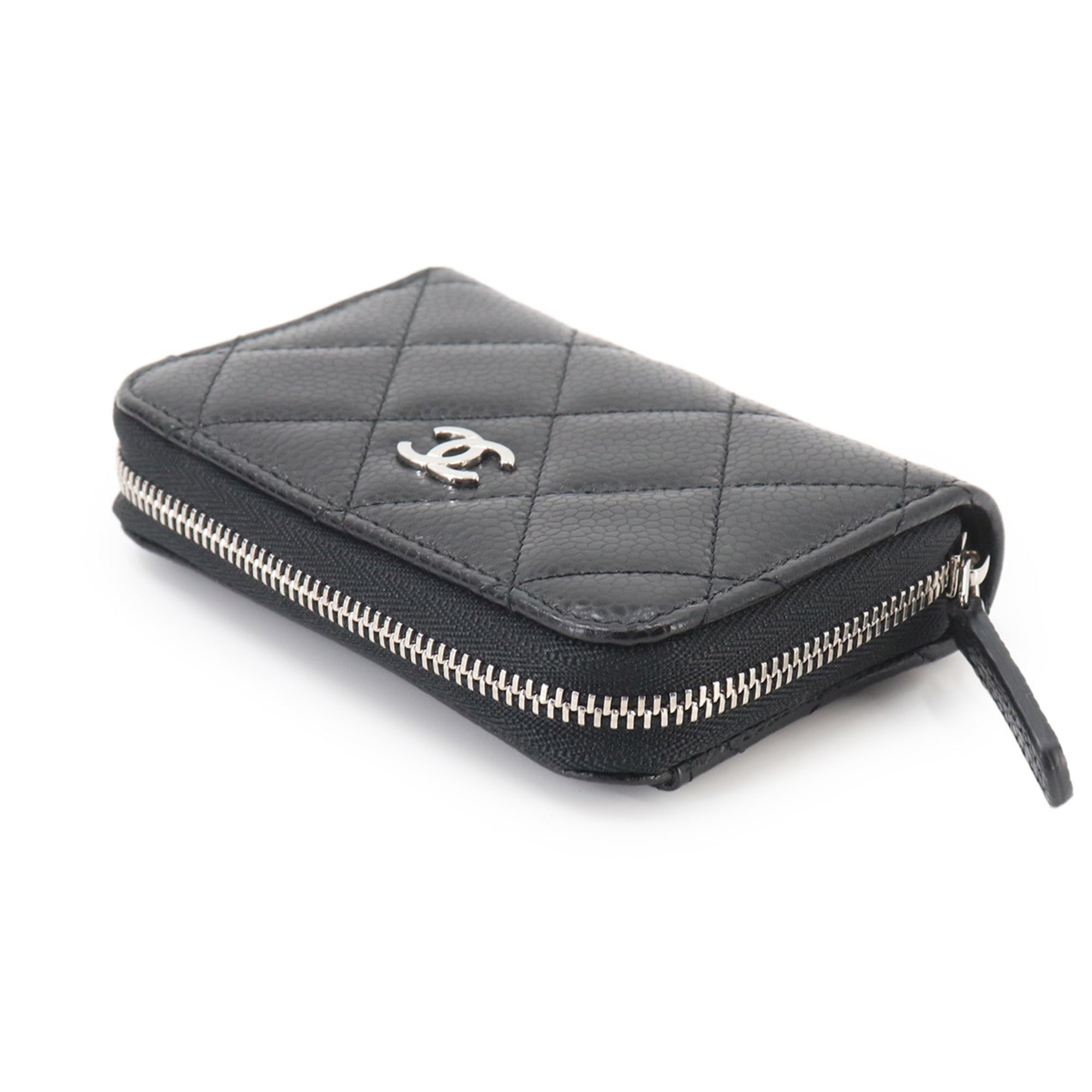 Chanel Matelasse Black Grained Calfskin Coin Purse/Coin Case (Pre-Owned)