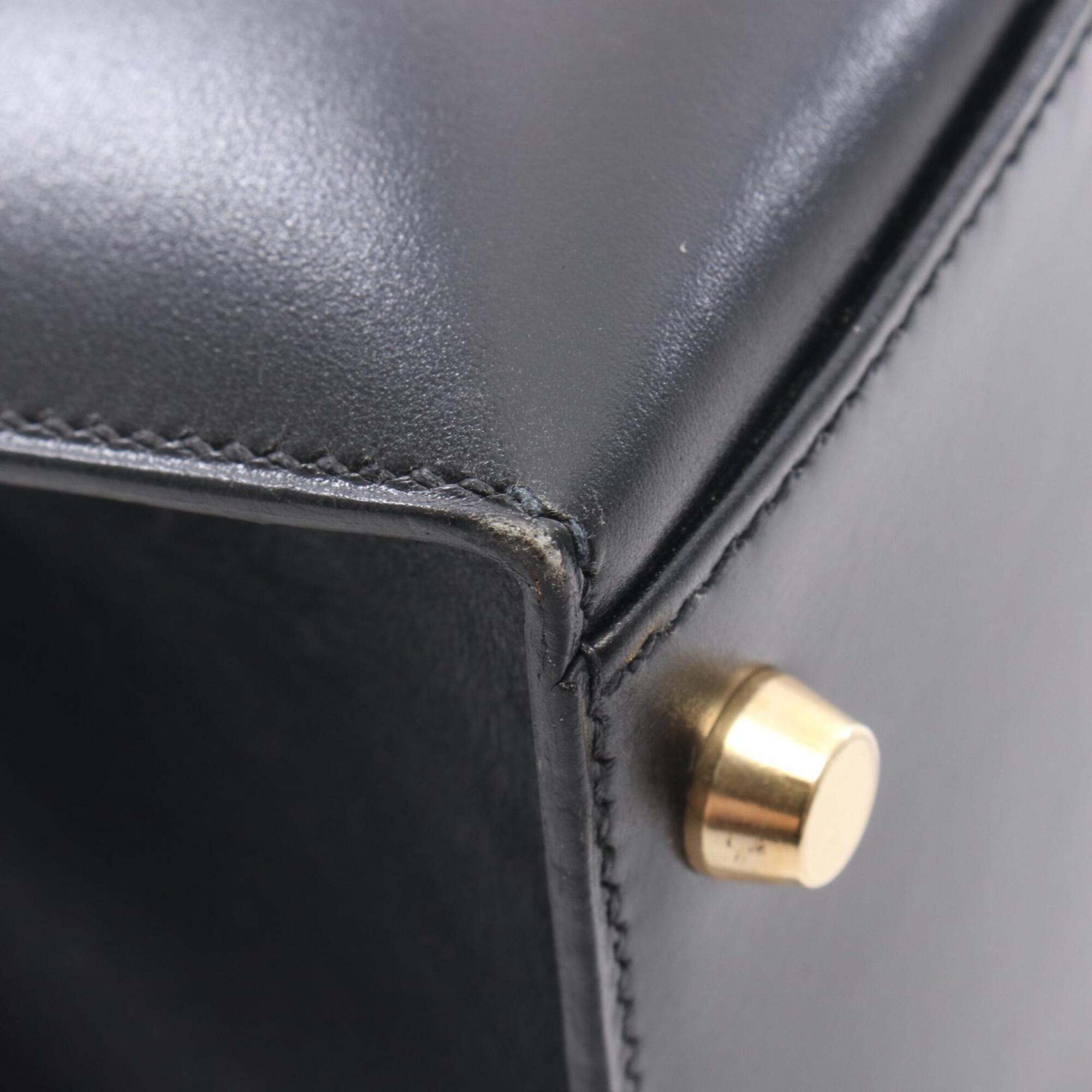 Hermes Black Box Calf Leather Handbag (Pre-Owned)