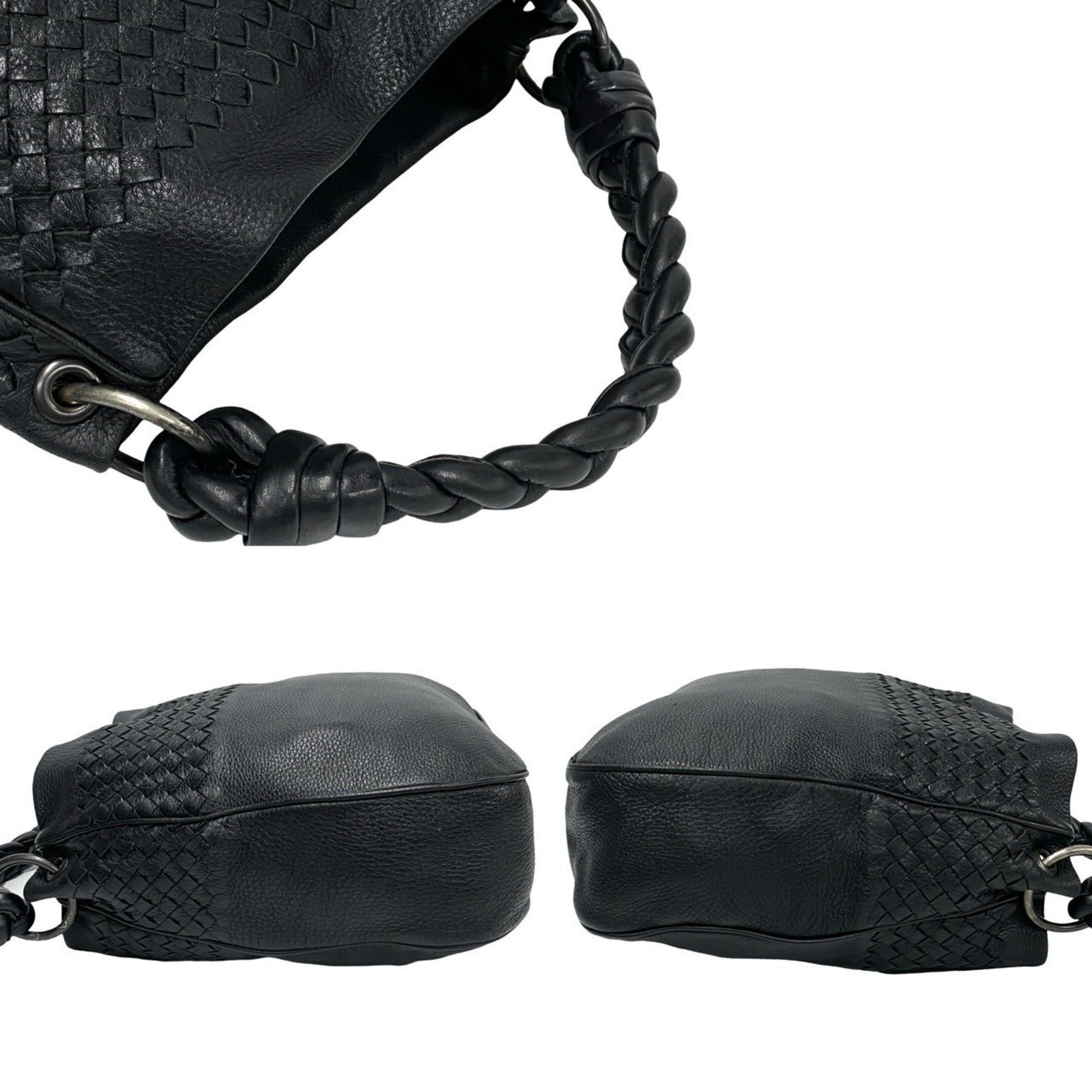 Bottega Veneta Black Leather Handbag Tote Bag (Pre-Owned)